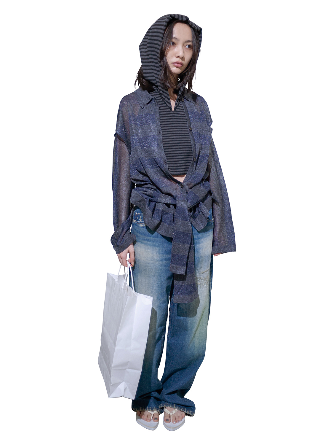 Sleeve Belt Knit Shirt 詳細画像 Navy 4