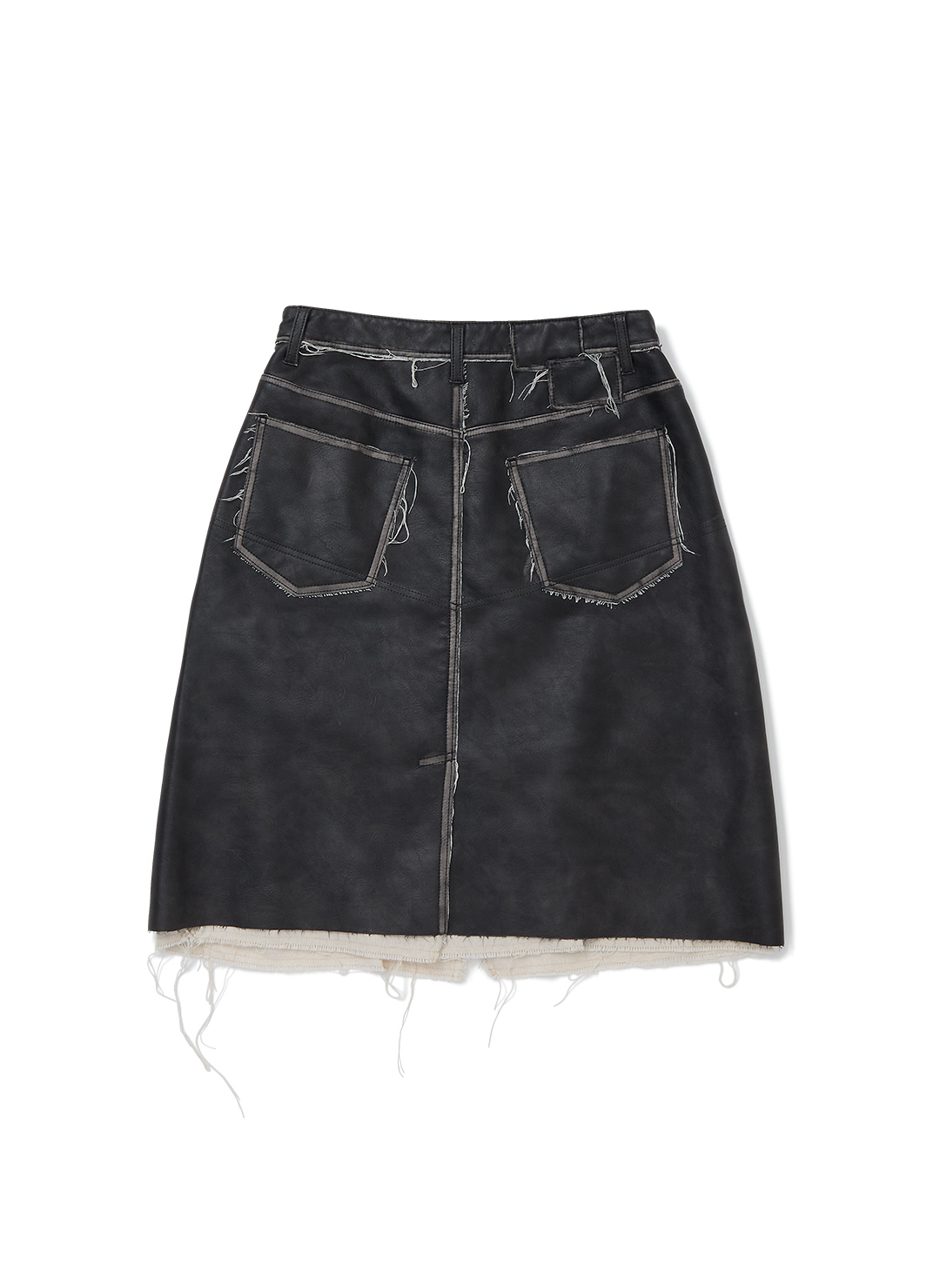 Washed Leather Skirt 詳細画像 Black 2