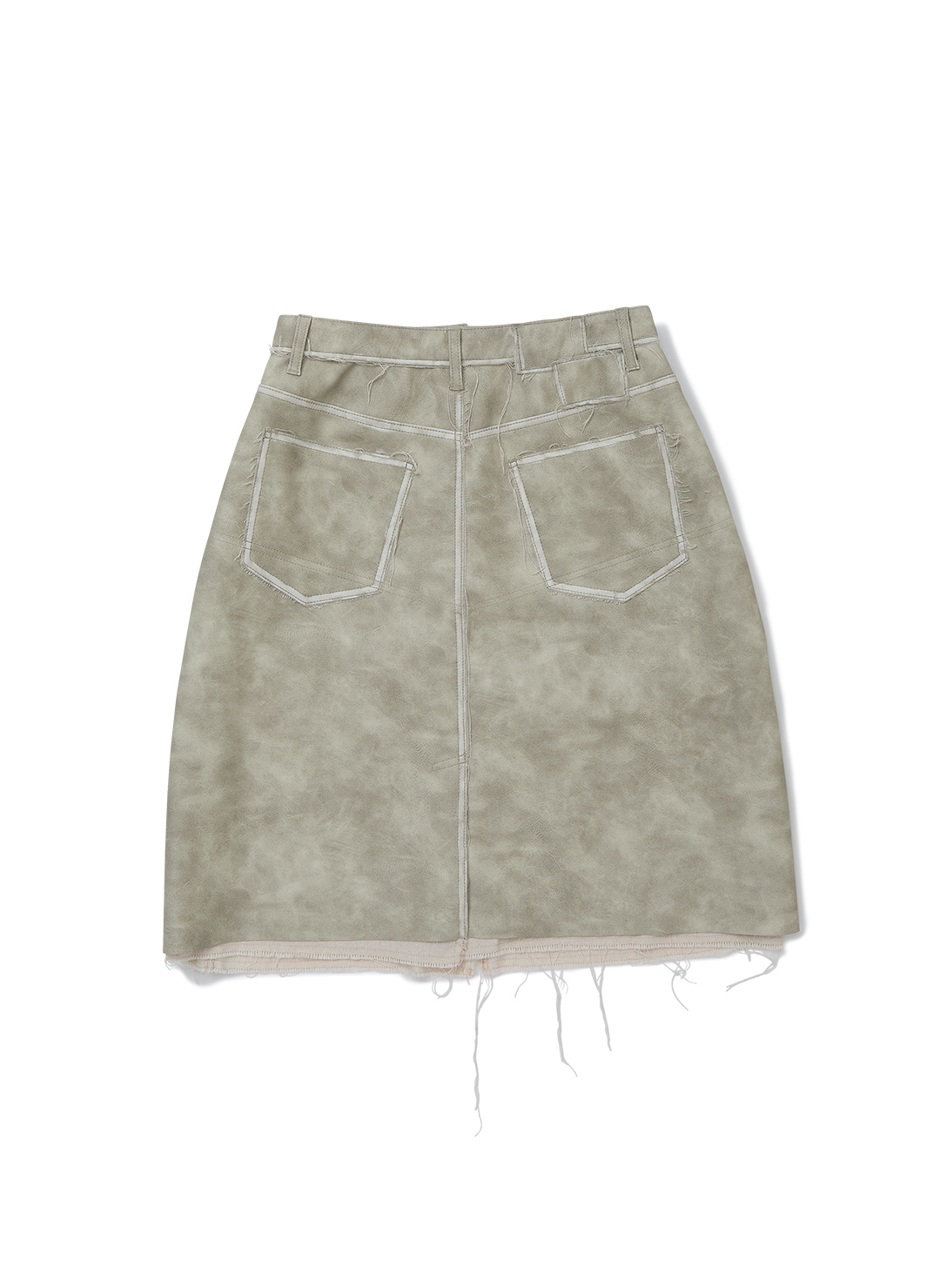 Washed Leather Skirt 詳細画像 Khaki 2