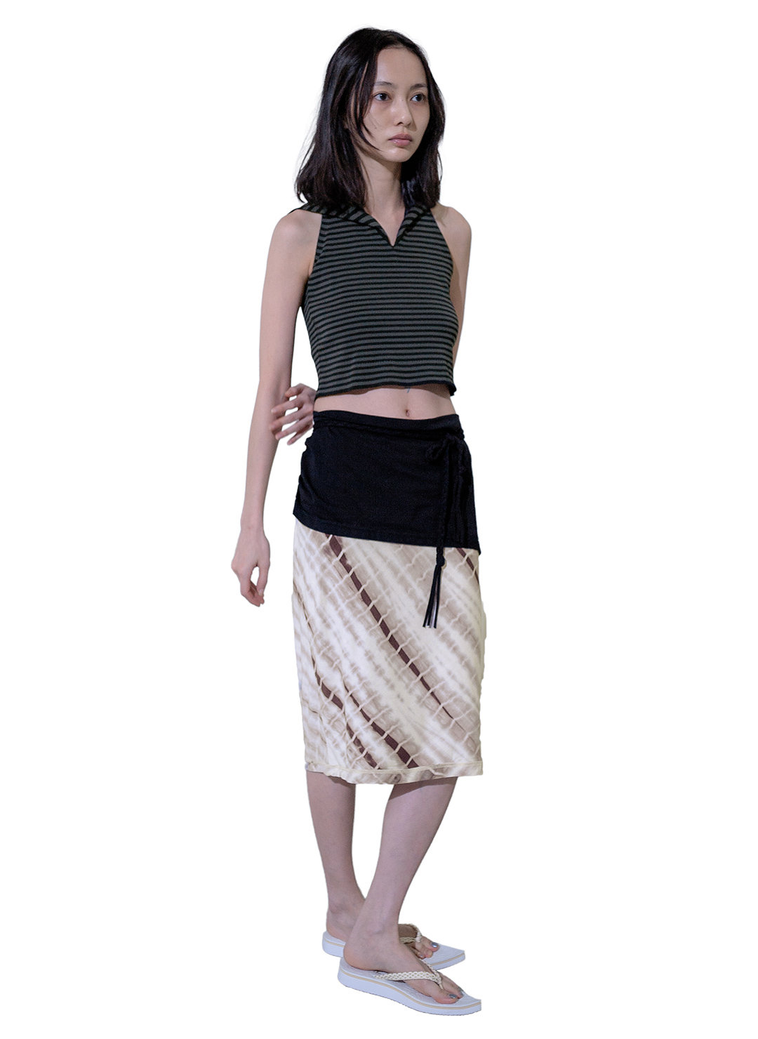 Braid Belt Layered Skirt