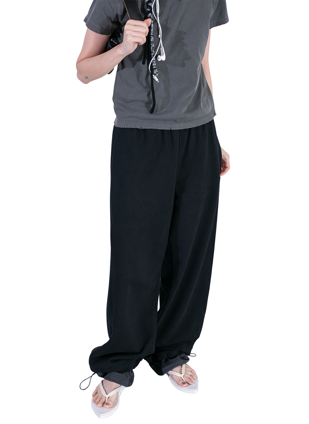 Step Layered Sweat Pants 詳細画像 Black 1