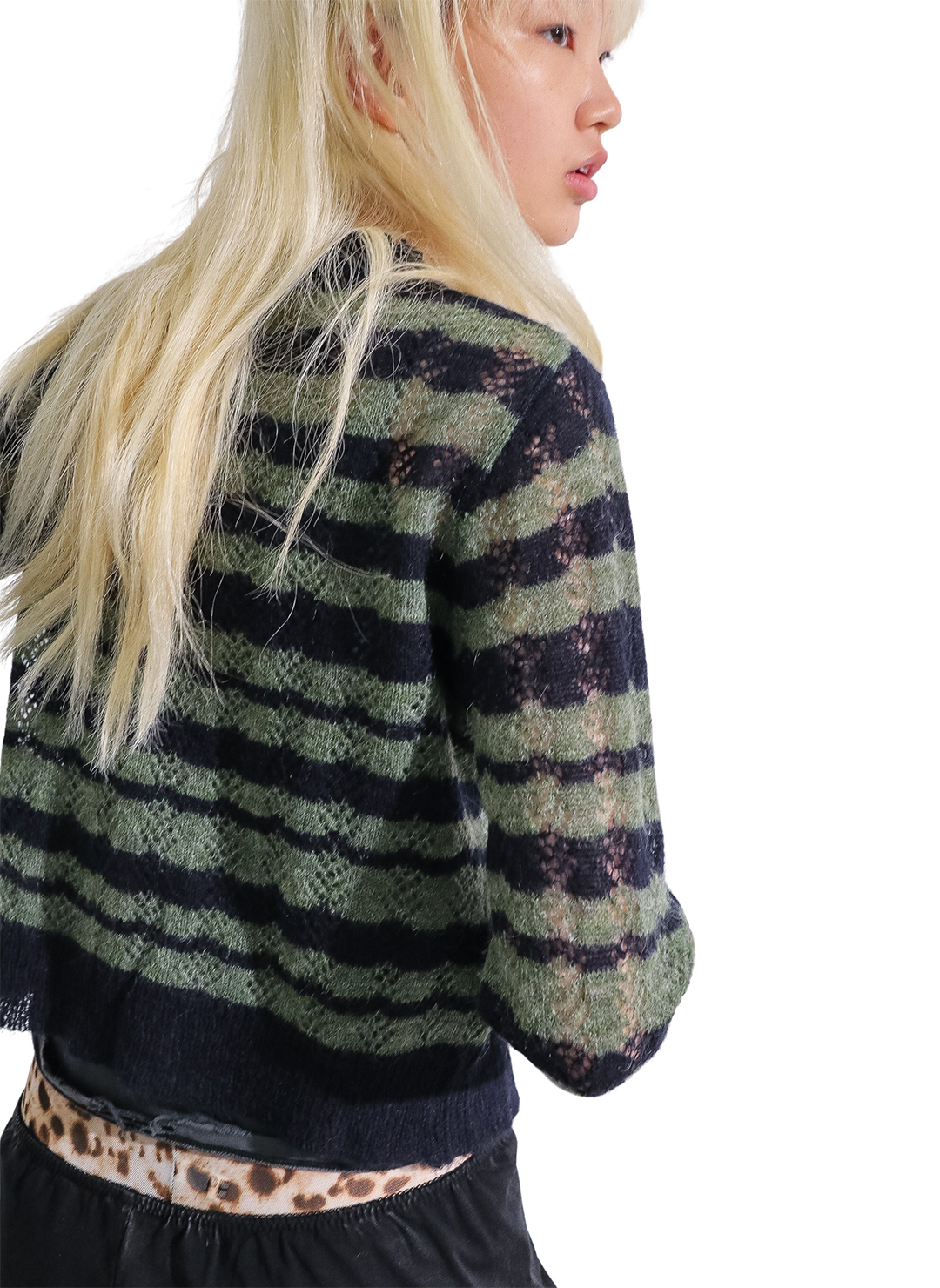 Thick Stripe Knit Cardigan 詳細画像 Navy 2