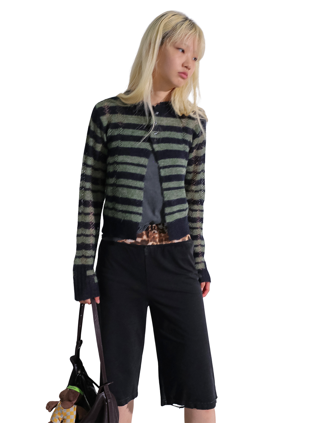 Thick Stripe Knit Cardigan 詳細画像 Navy 3
