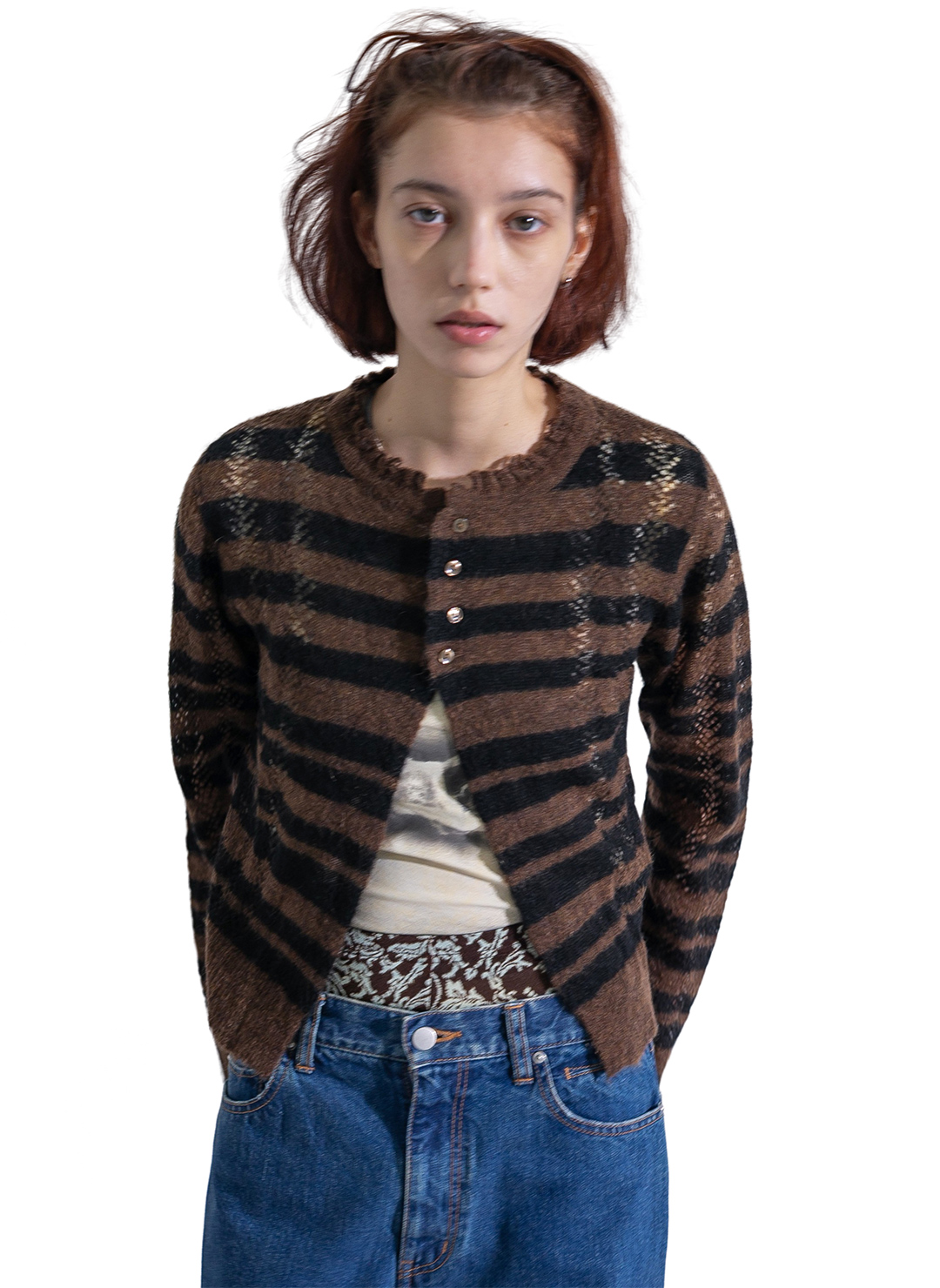 Thick Stripe Knit Cardigan