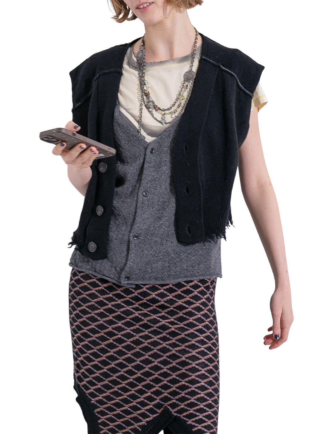 Lambs-wool Layered Knit Vest