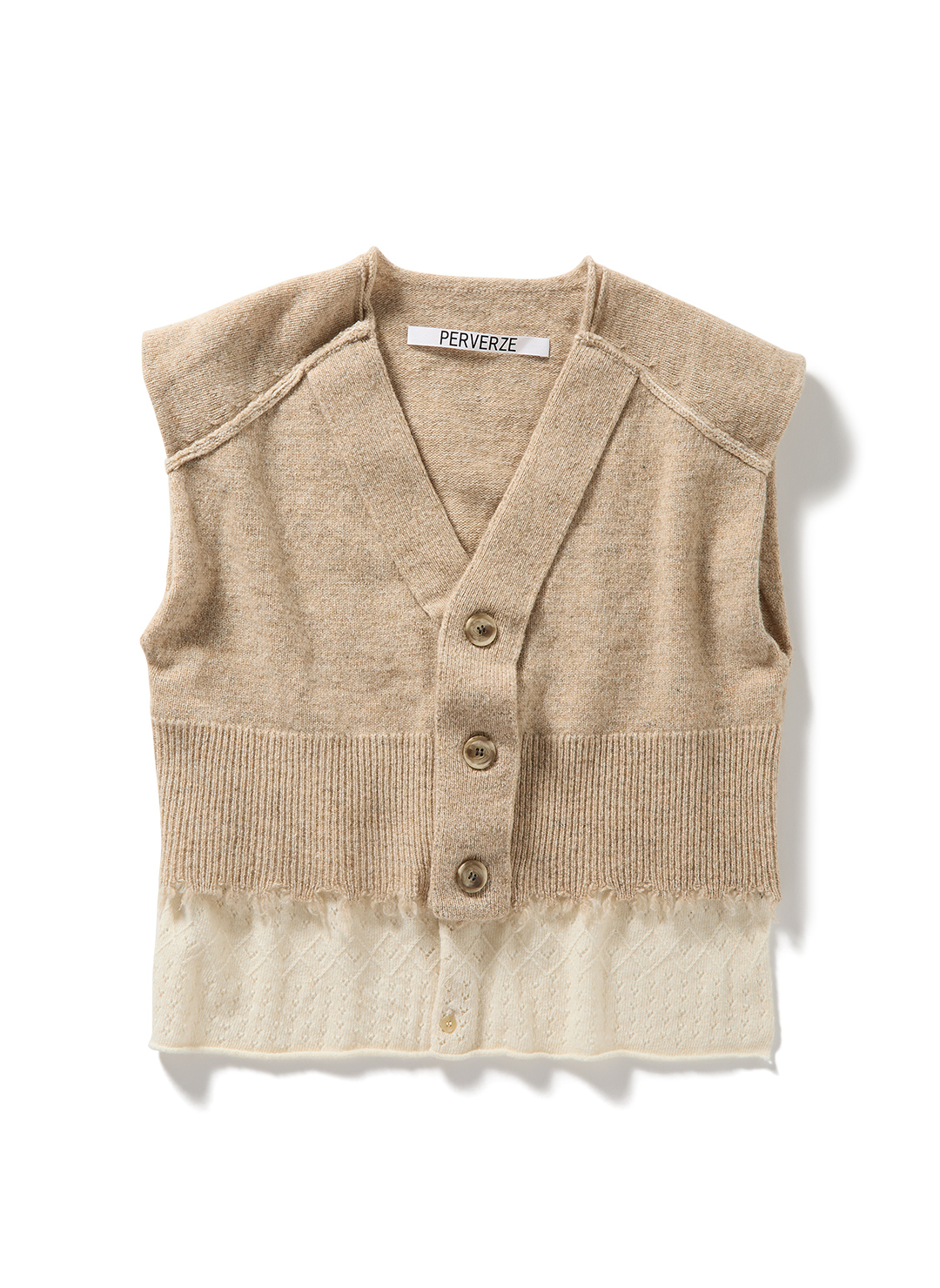 Lambs-wool Layered Knit Vest
