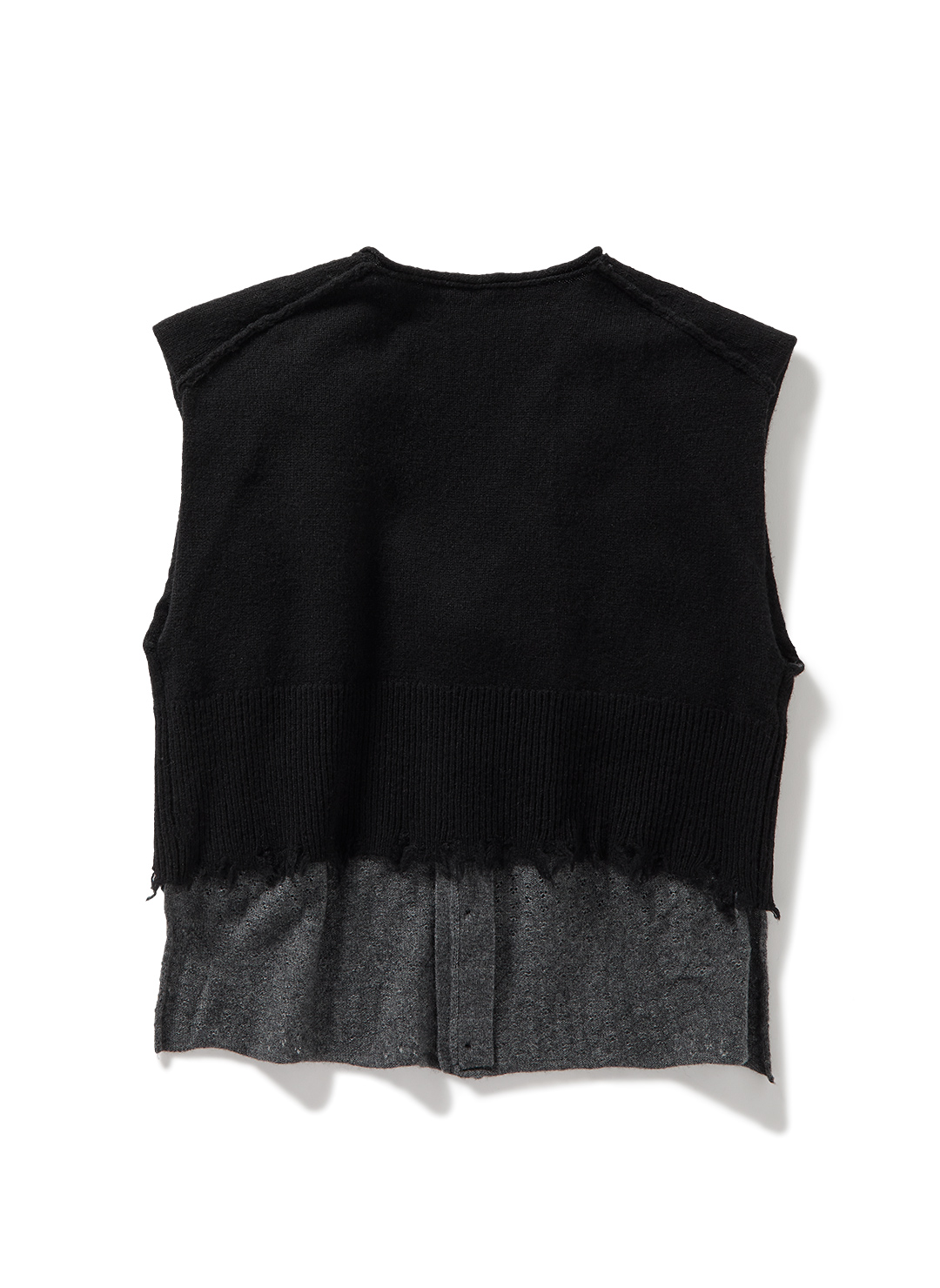 Lambs-wool Layered Knit Vest 詳細画像 Black 2