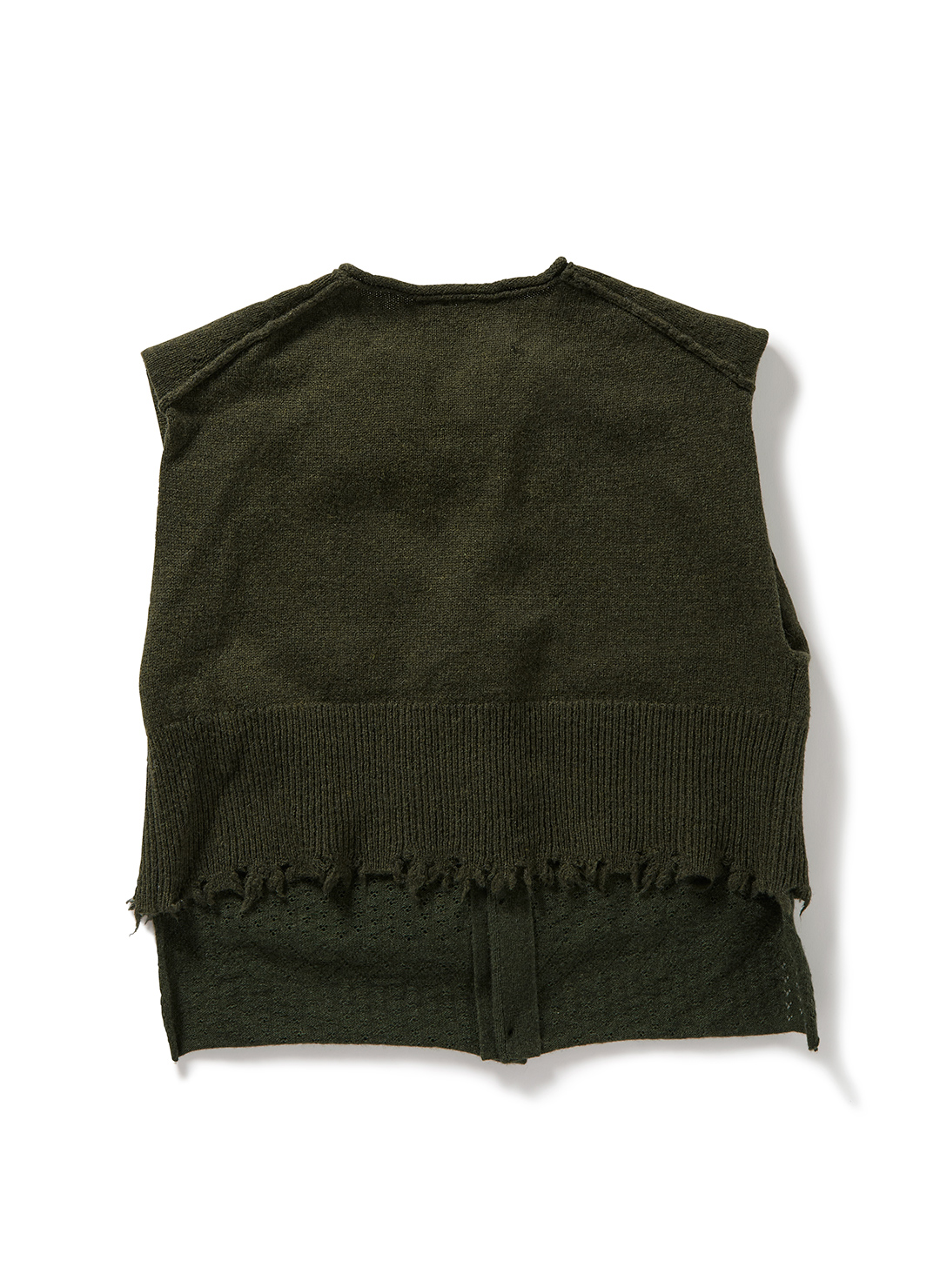 Lambs-wool Layered Knit Vest 詳細画像 Khaki 2