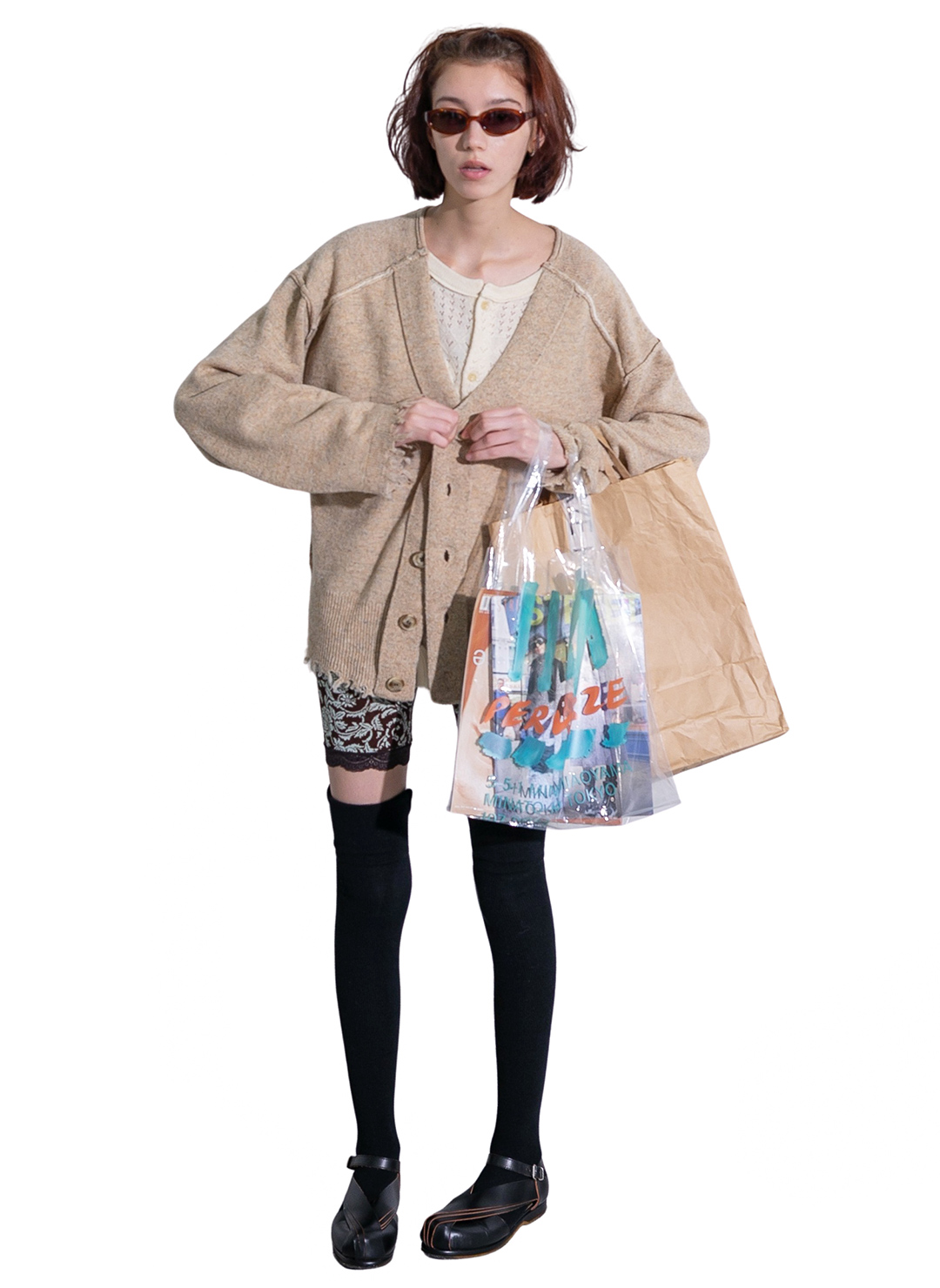 Lambs-wool Layered Knit Cardigan 詳細画像 Beige 2
