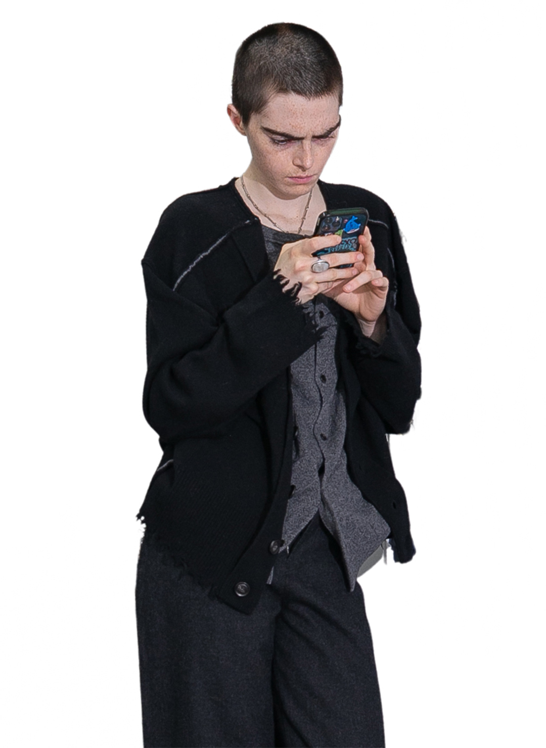 Lambs-wool Layered Knit Cardigan