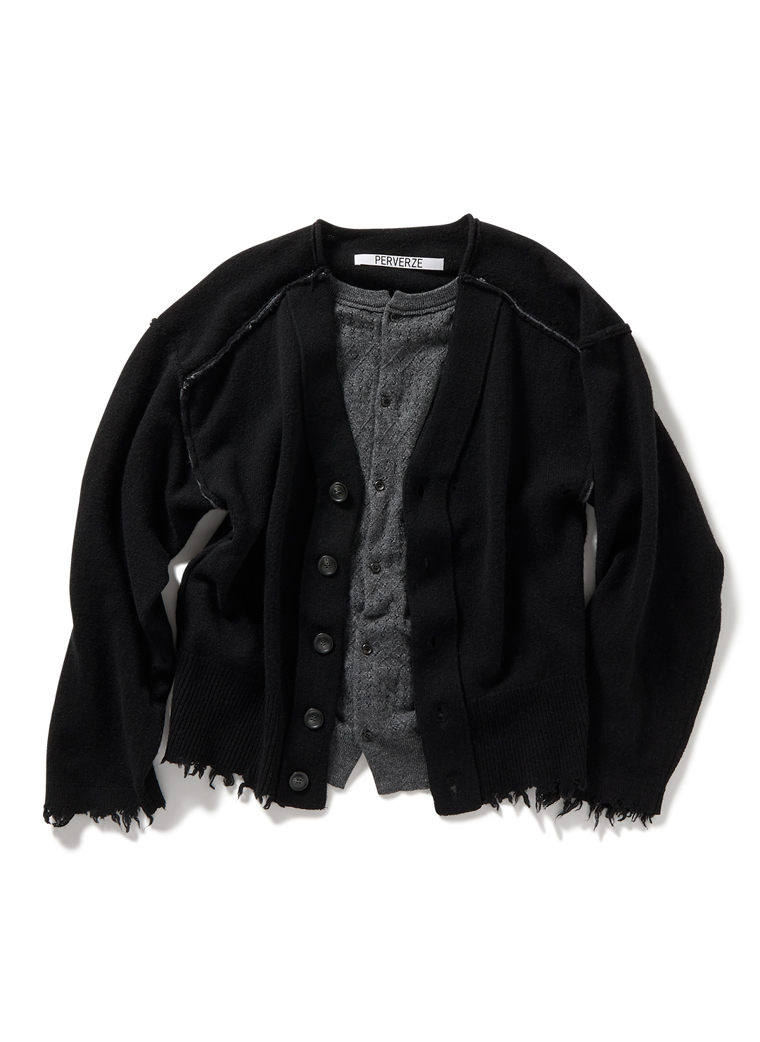 Lambs-wool Layered Knit Cardigan