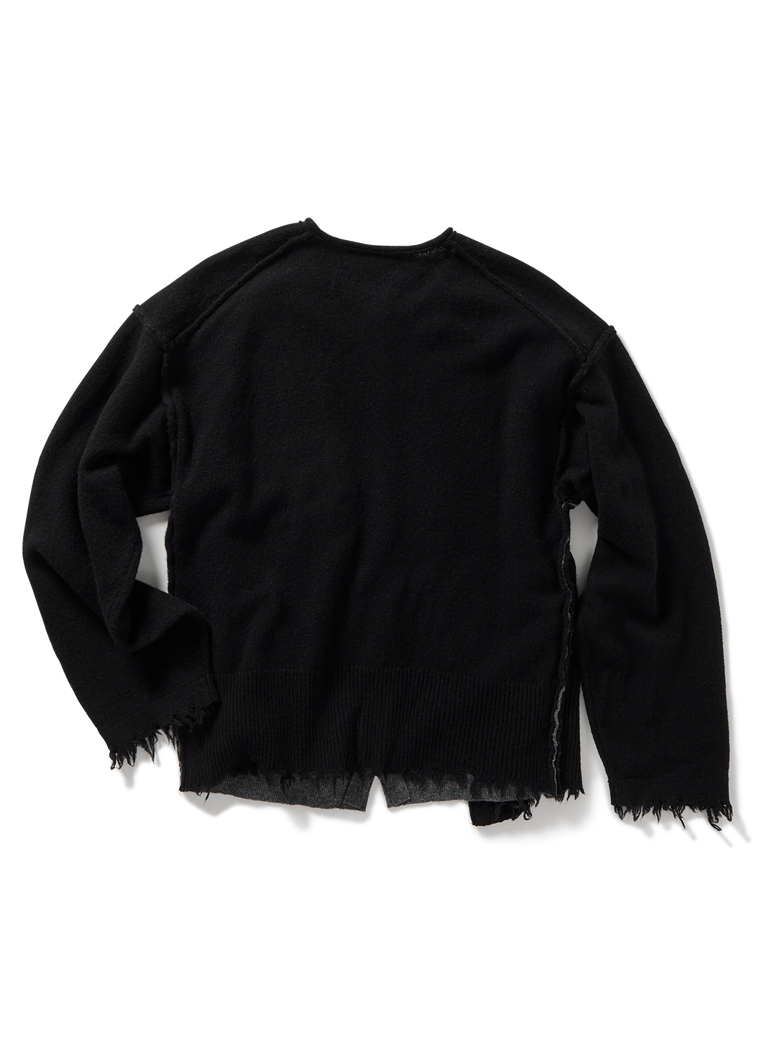 Lambs-wool Layered Knit Cardigan 詳細画像 Black 2