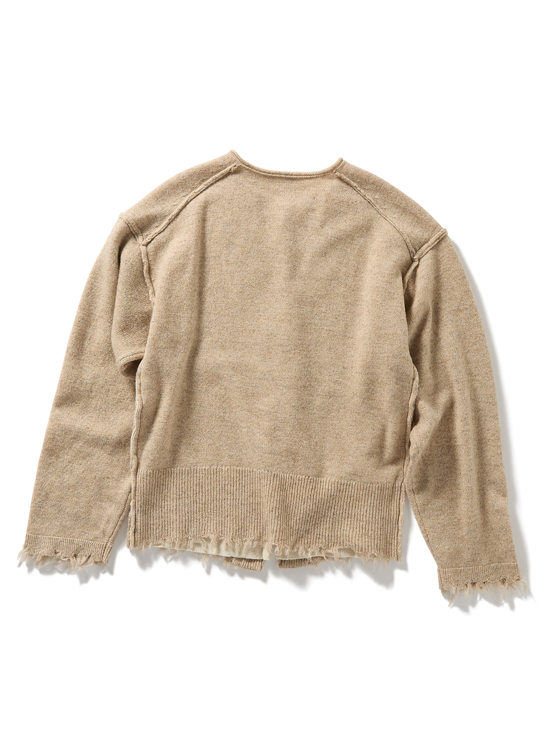 Lambs-wool Layered Knit Cardigan 詳細画像 Beige 2