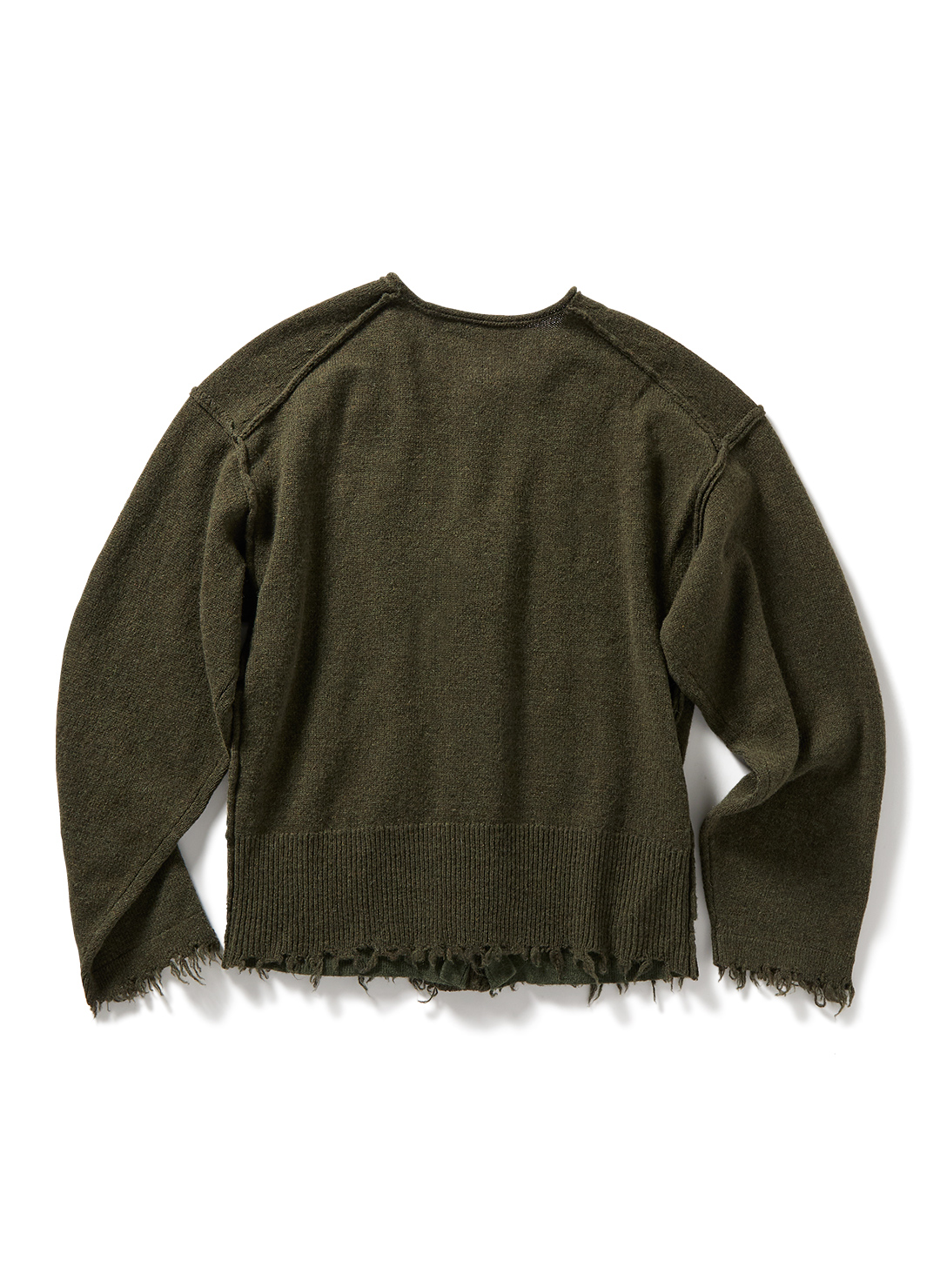 Lambs-wool Layered Knit Cardigan 詳細画像 Khaki 2