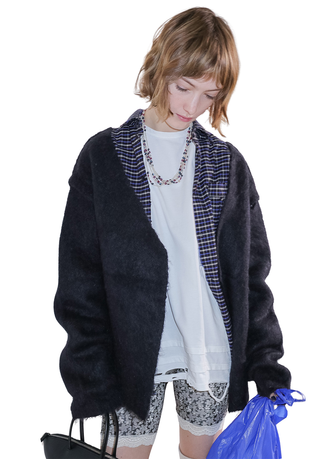 Wide Slit Cardigan 詳細画像 Black 1