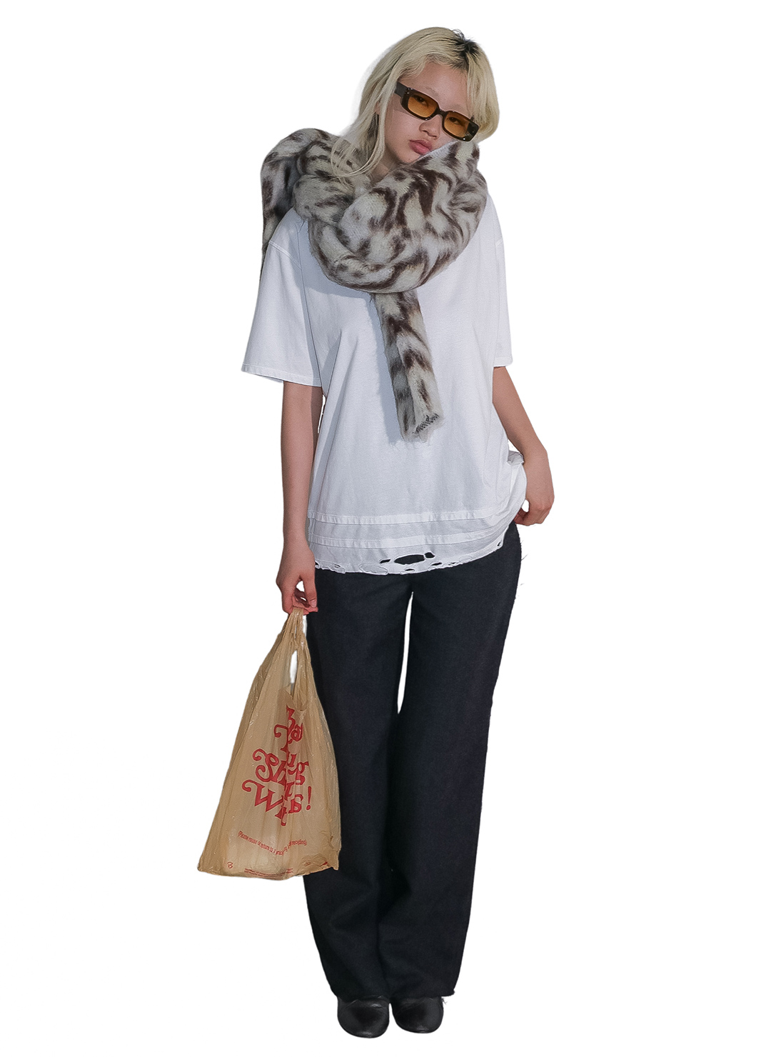 Wide Knit Top and Scarf 詳細画像 White 3