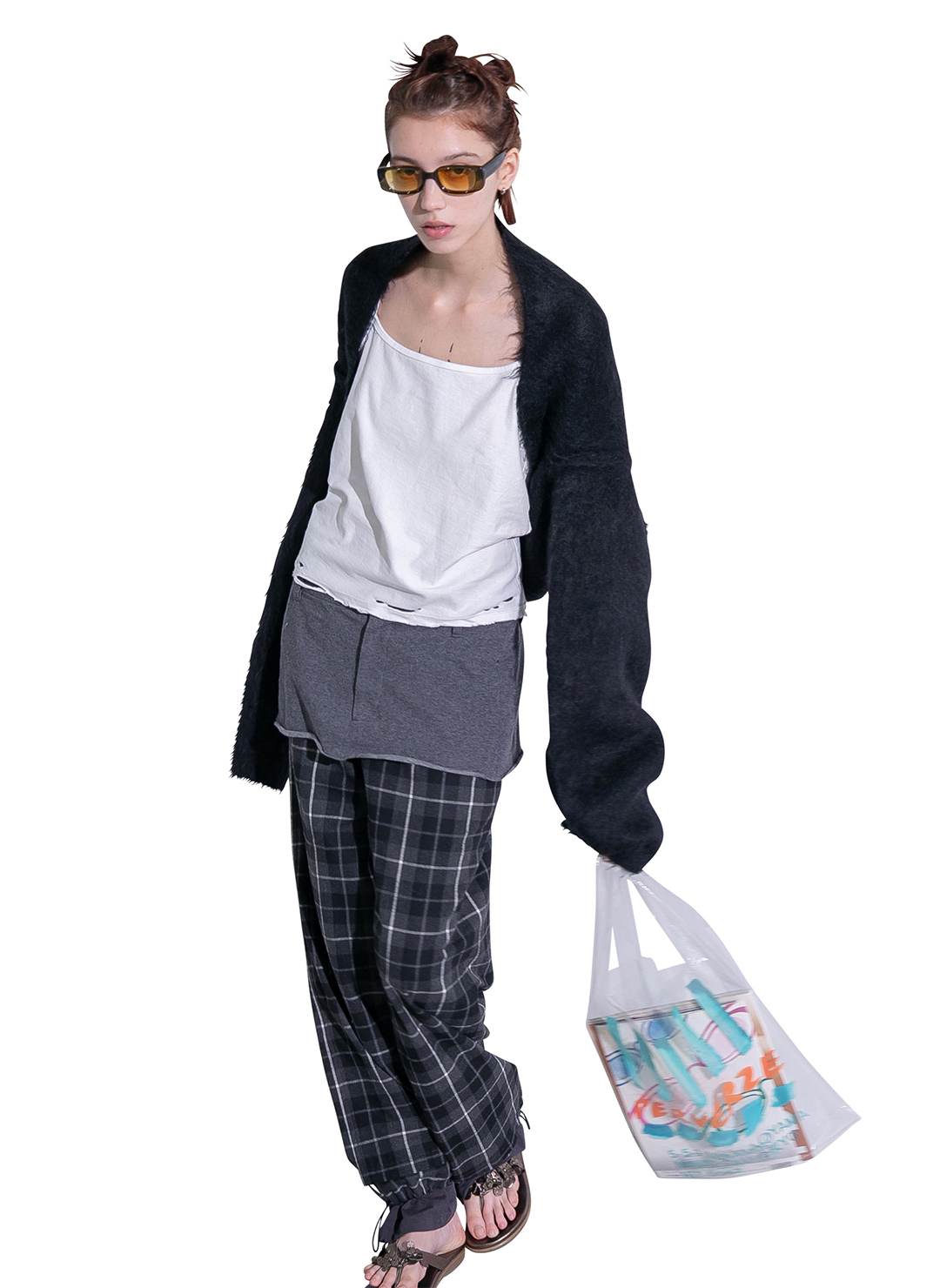 Wide Knit Top and Scarf 詳細画像 Black 2