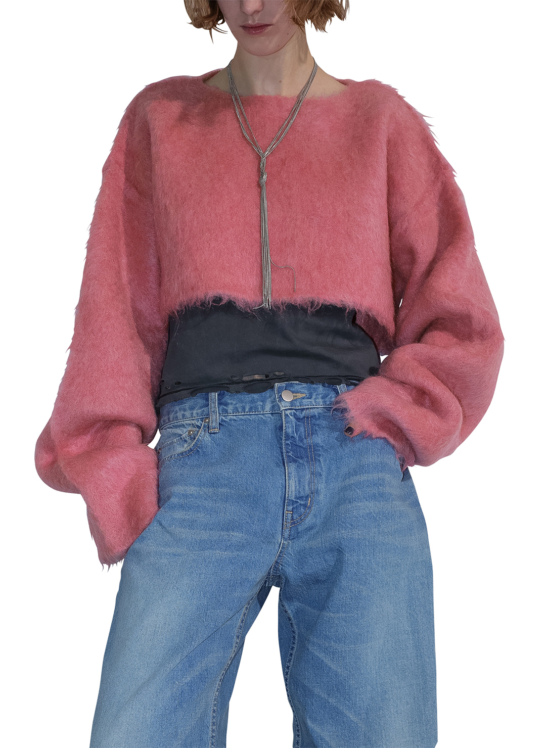 Wide Knit Top and Scarf 詳細画像 Pink 1