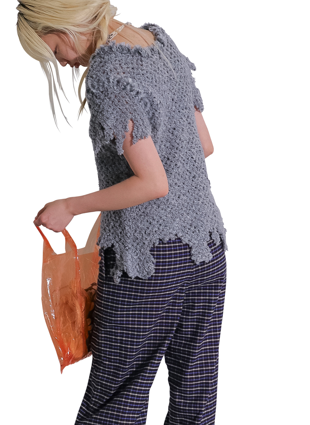 Fluffy-trim Mesh Knit Cardigan 詳細画像 Gray 2