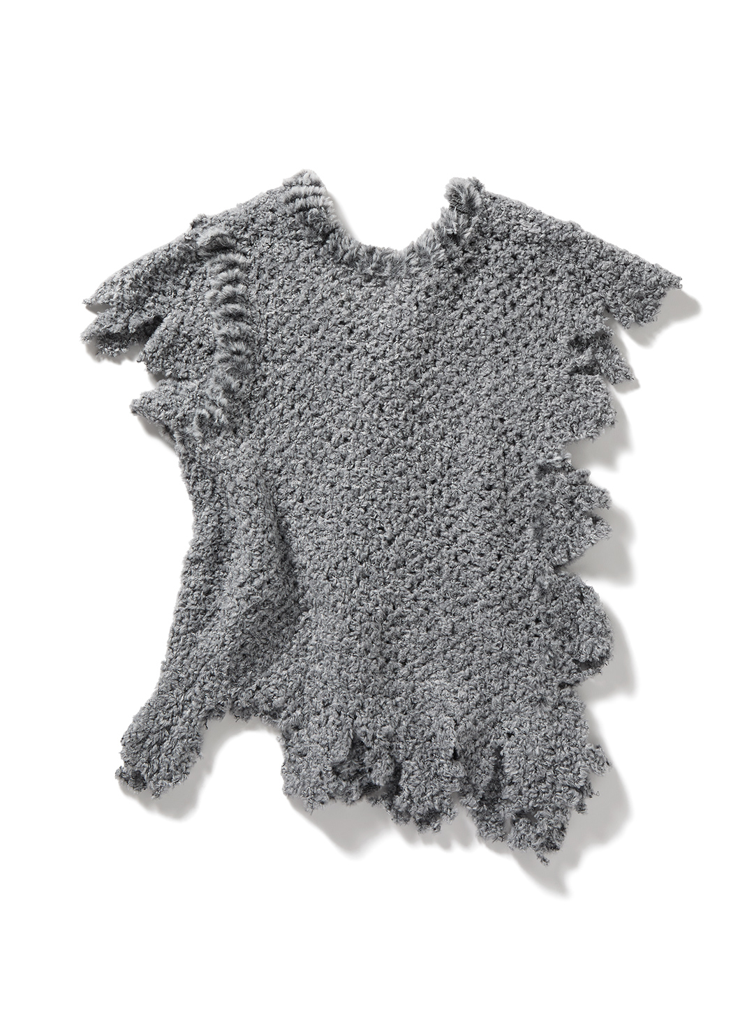 Fluffy-trim Mesh Knit Cardigan 詳細画像 Gray 2