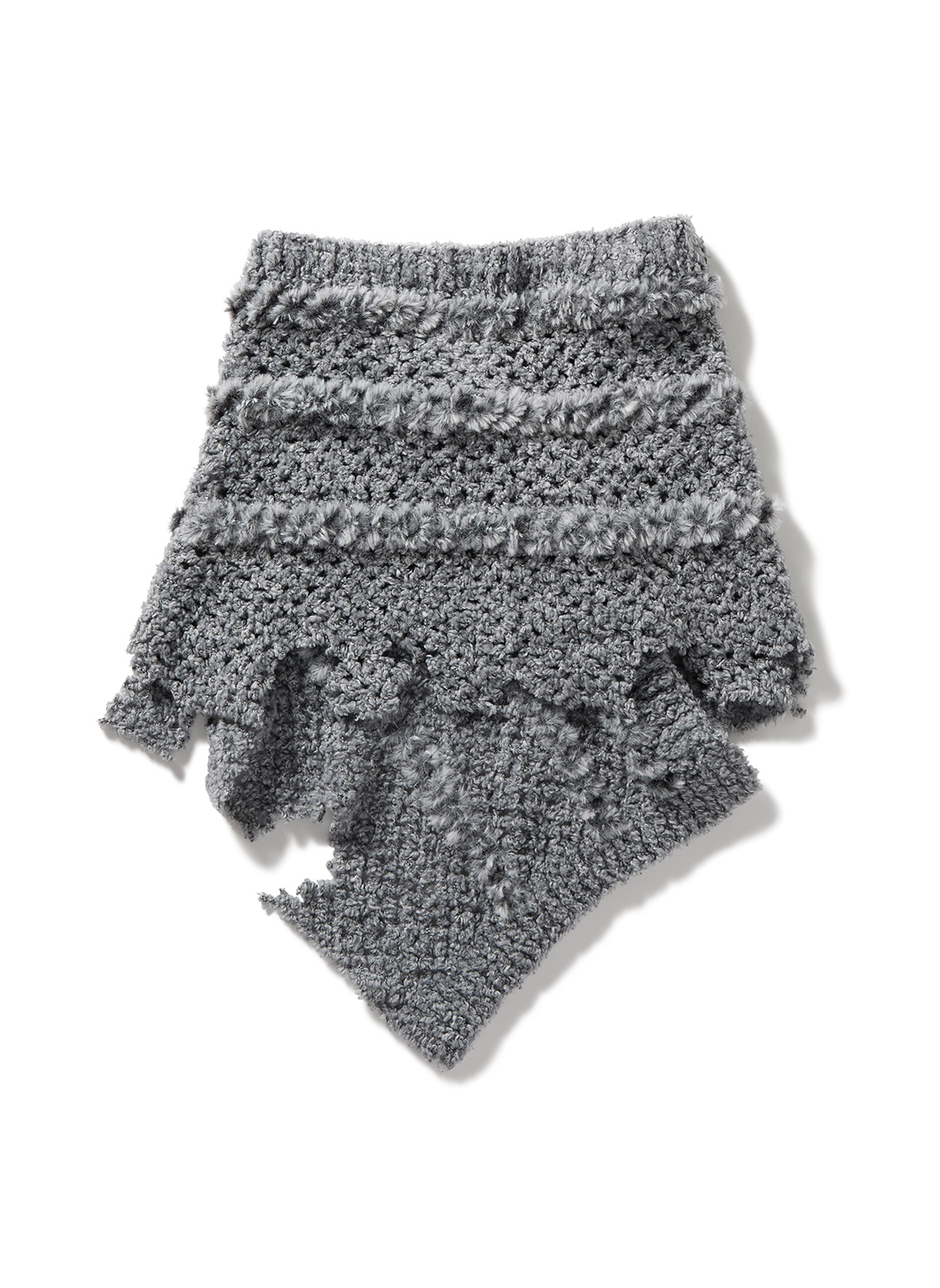 Fluffy-trim Mesh Knit Apron 詳細画像 Gray 2