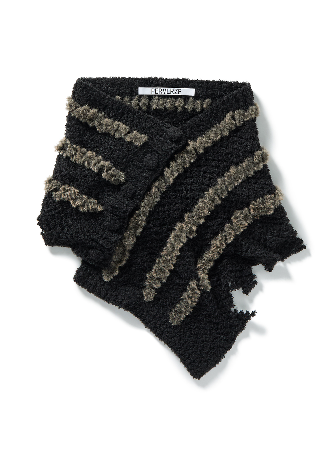 Fluffy-trim Mesh Knit Apron 詳細画像 Black 1