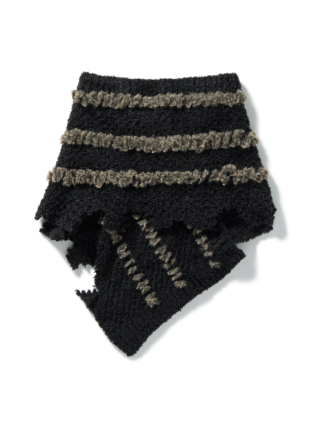 Fluffy-trim Mesh Knit Apron 詳細画像 Black 2