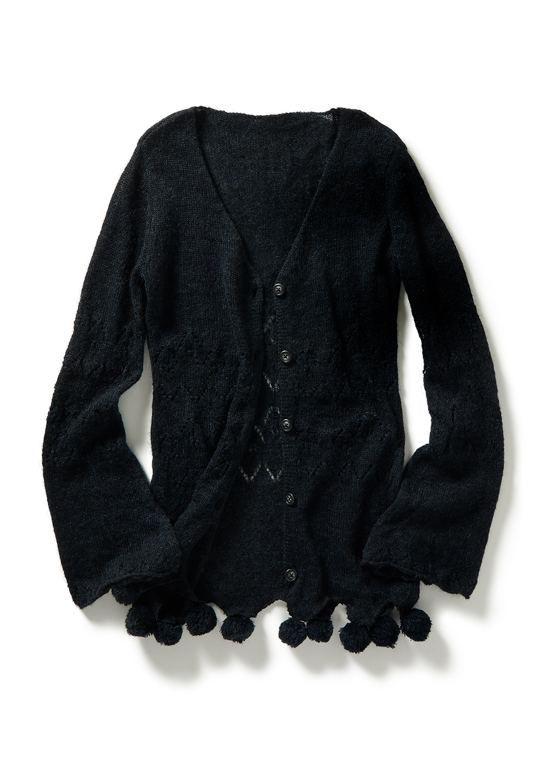 Pom-pom Mohair Knit Cardigan