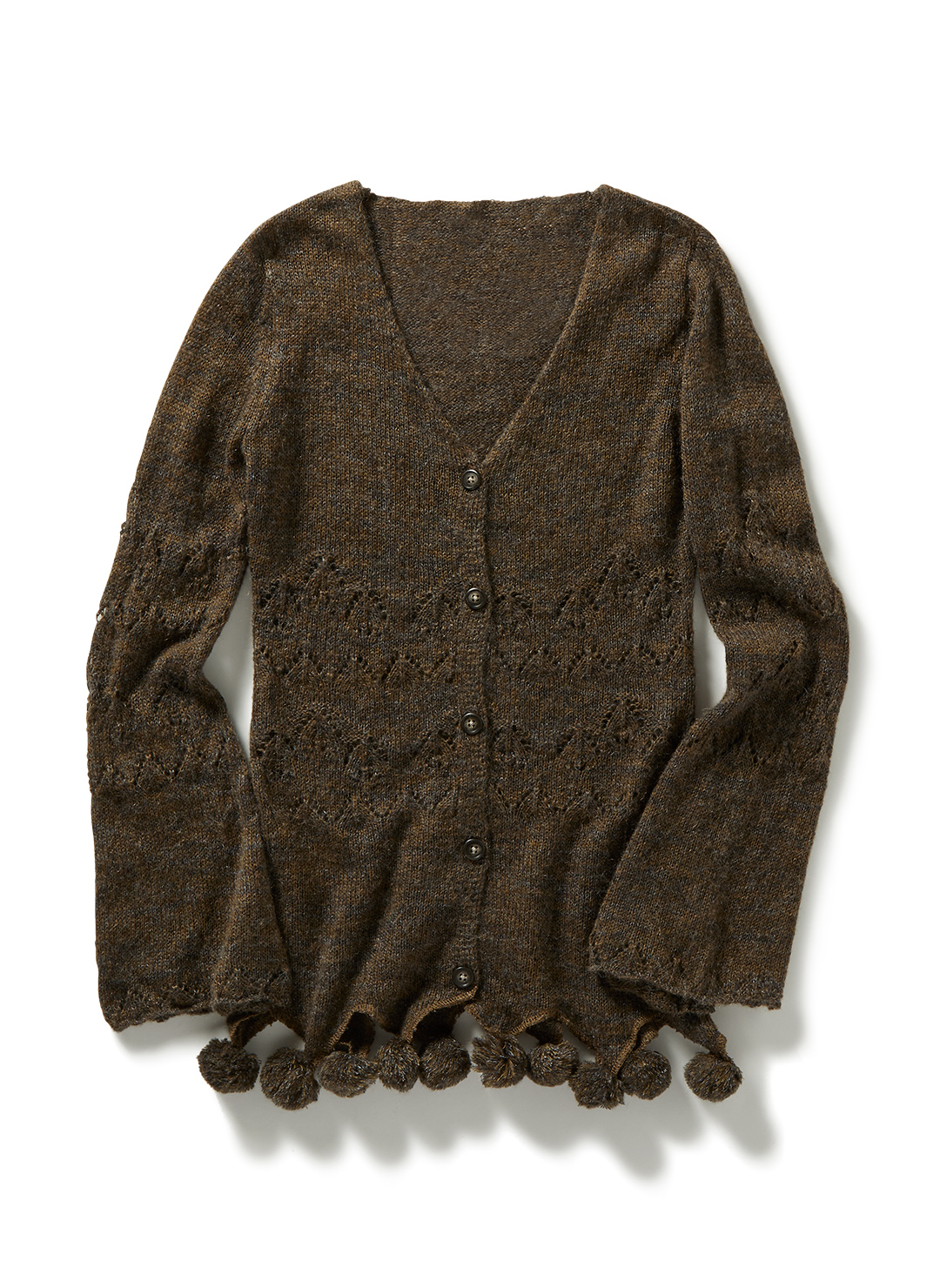 Pom-pom Mohair Knit Cardigan
