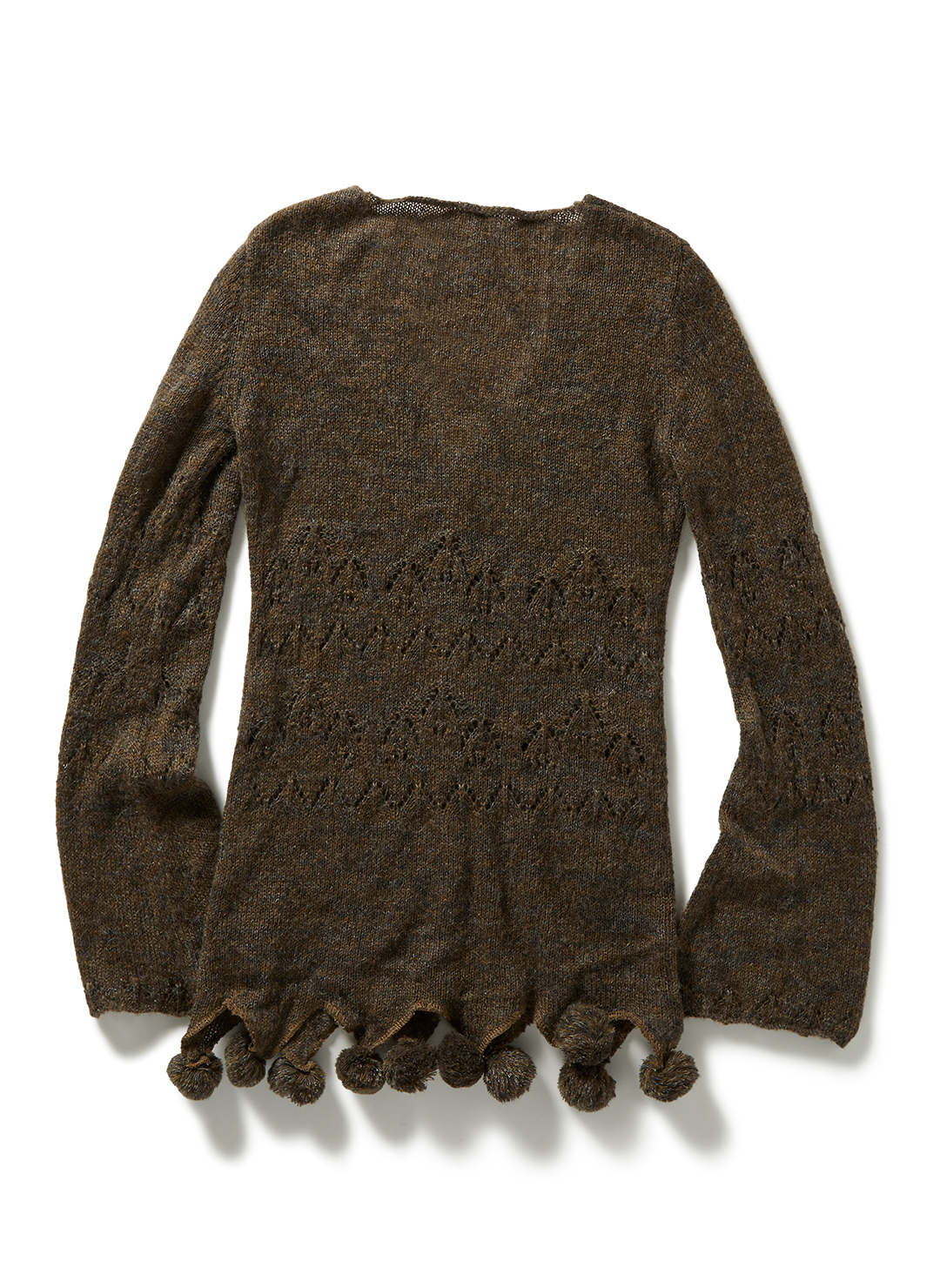 Pom-pom Mohair Knit Cardigan 詳細画像 Brown 2