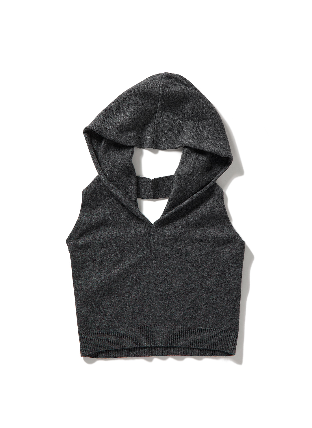 Cropped Hoodie Knit Top