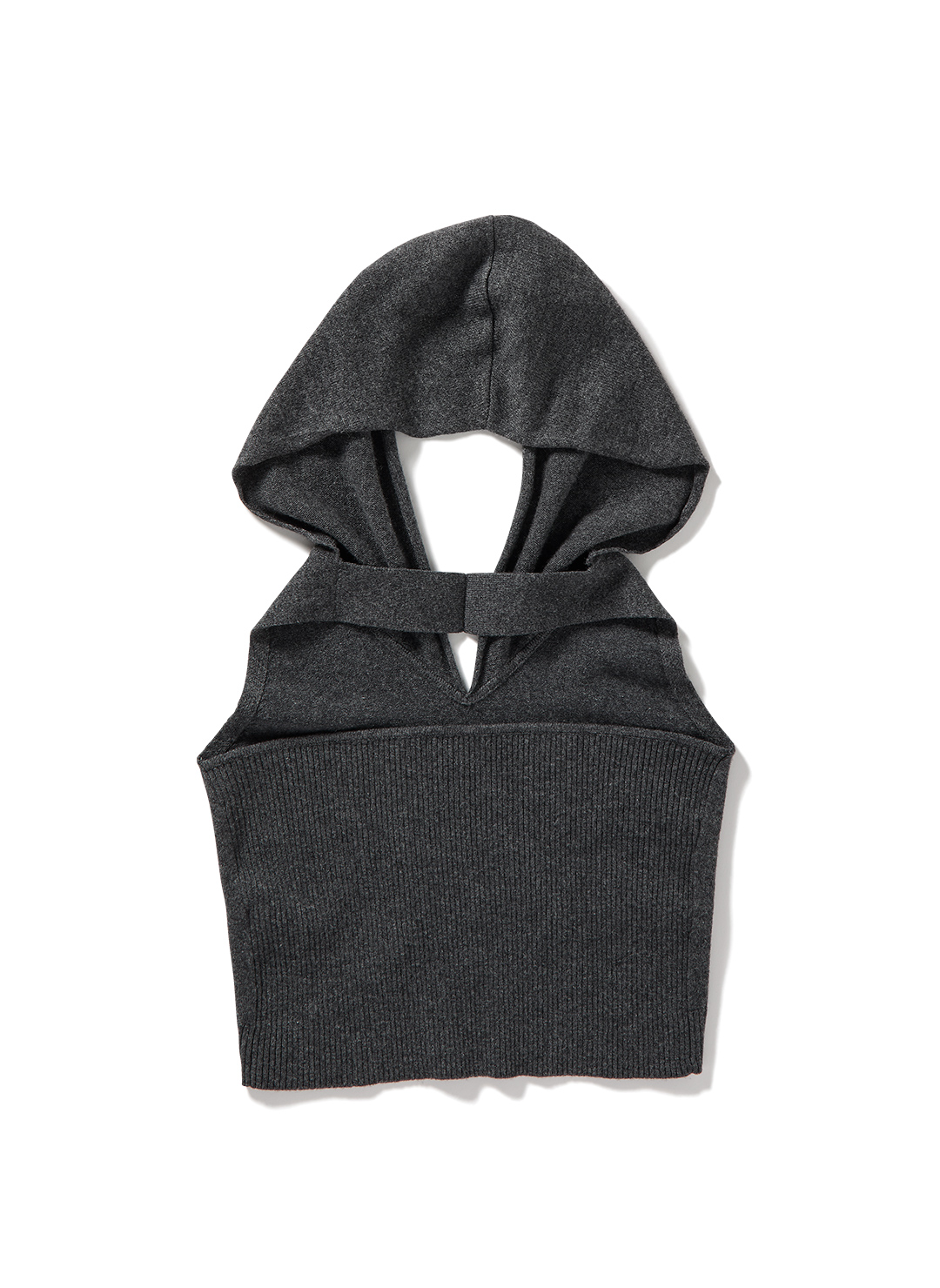 Cropped Hoodie Knit Top 詳細画像 Gray 2