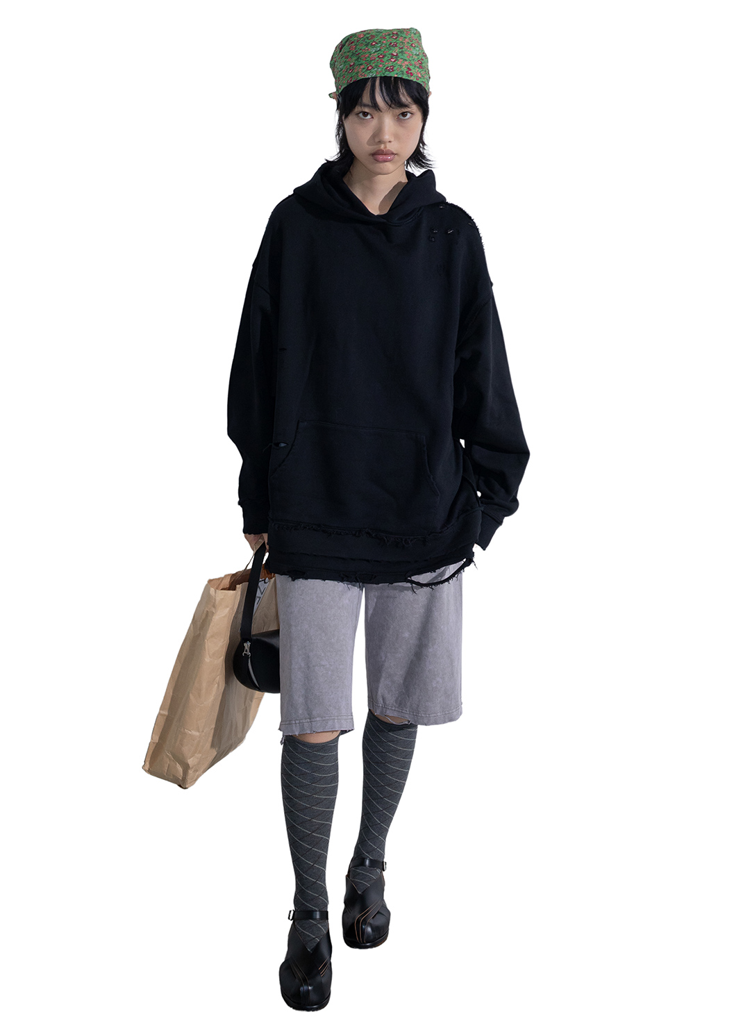 DISTRESS Step Layered Hoodie 詳細画像 Black 3