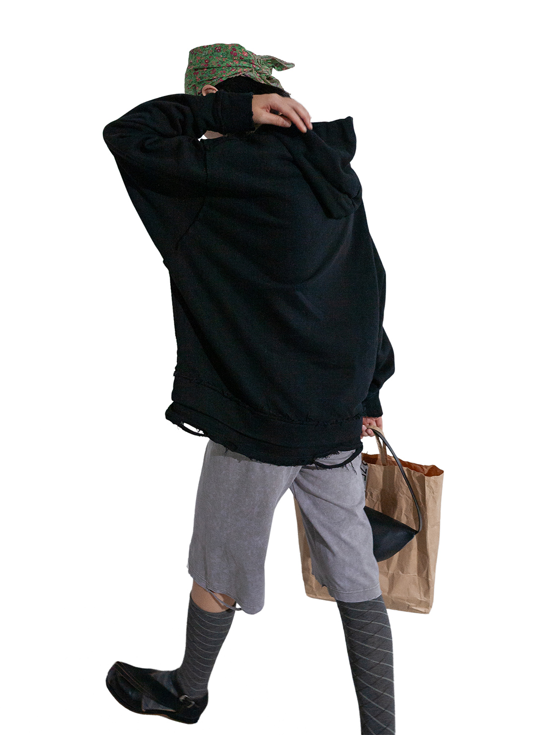 DISTRESS Step Layered Hoodie 詳細画像 Black 4