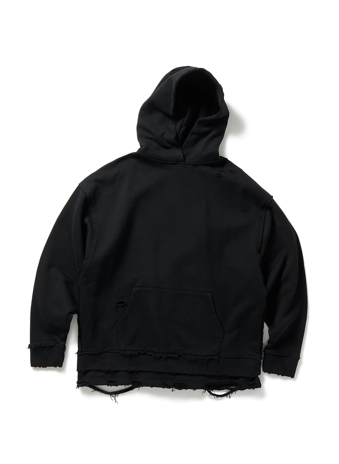 DISTRESS Step Layered Hoodie 詳細画像 Black 1
