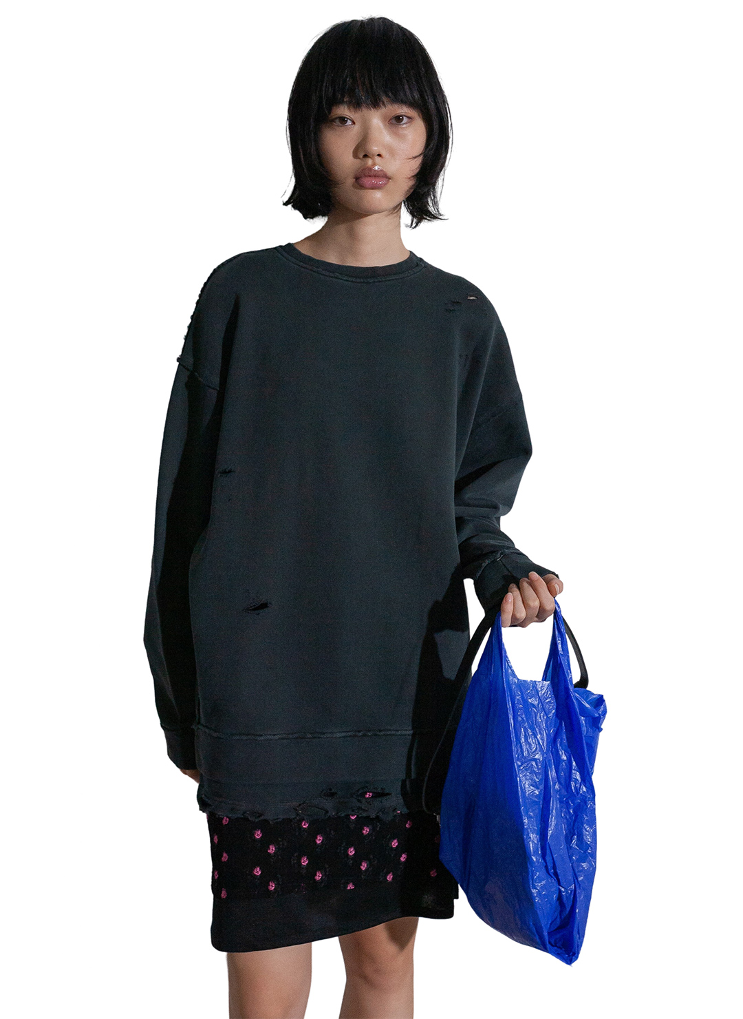 DISTRESS Step Layered Sweatshirt 詳細画像 Gray 4