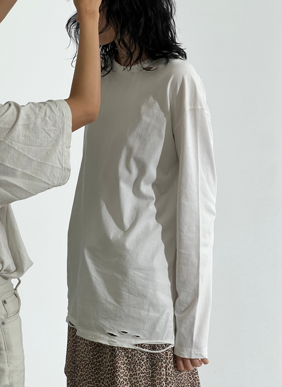 DISTRESS Regular Long Sleeve T-Shirt 詳細画像 White 1