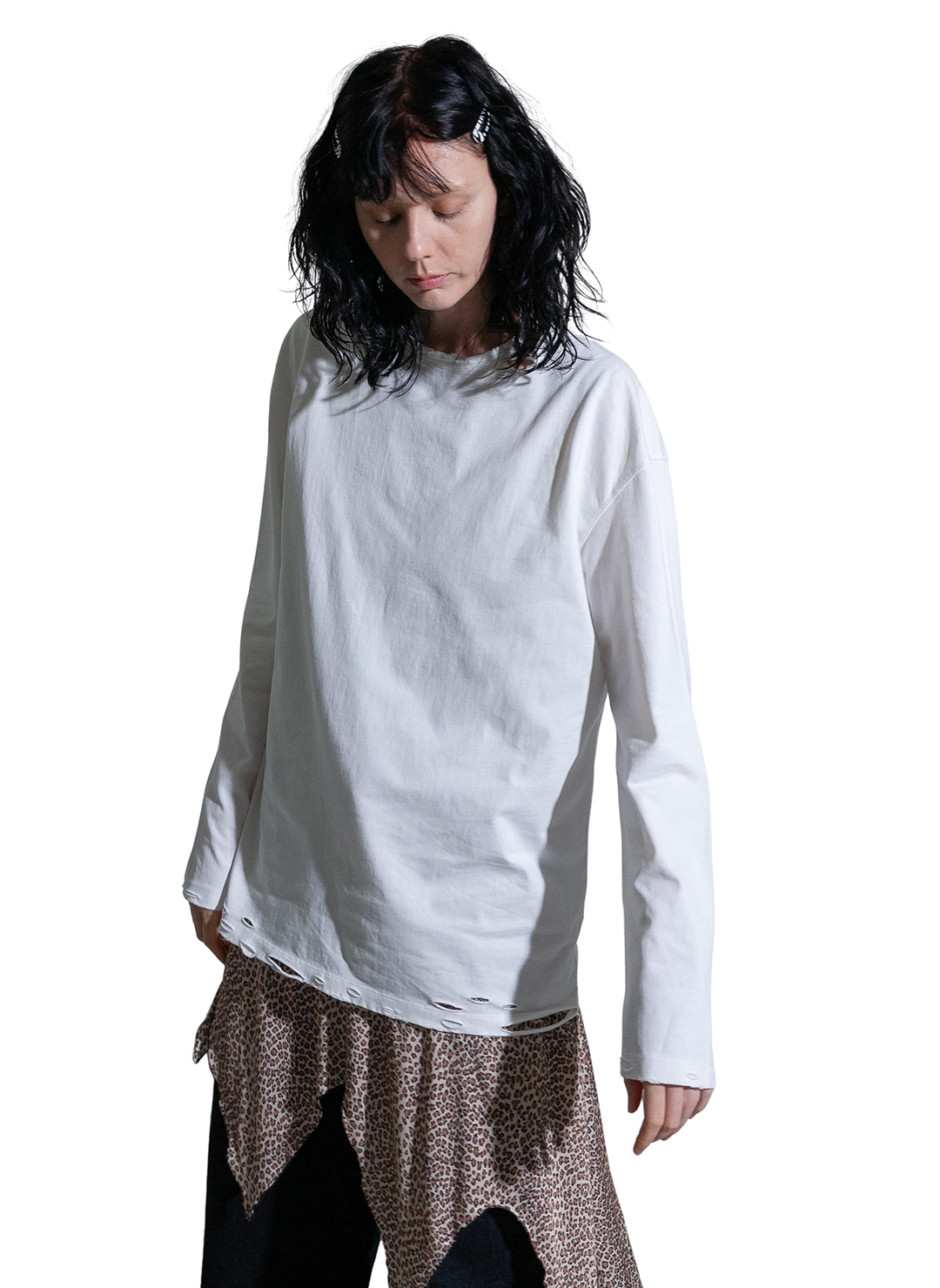 DISTRESS Regular Long Sleeve T-Shirt 詳細画像 White 2