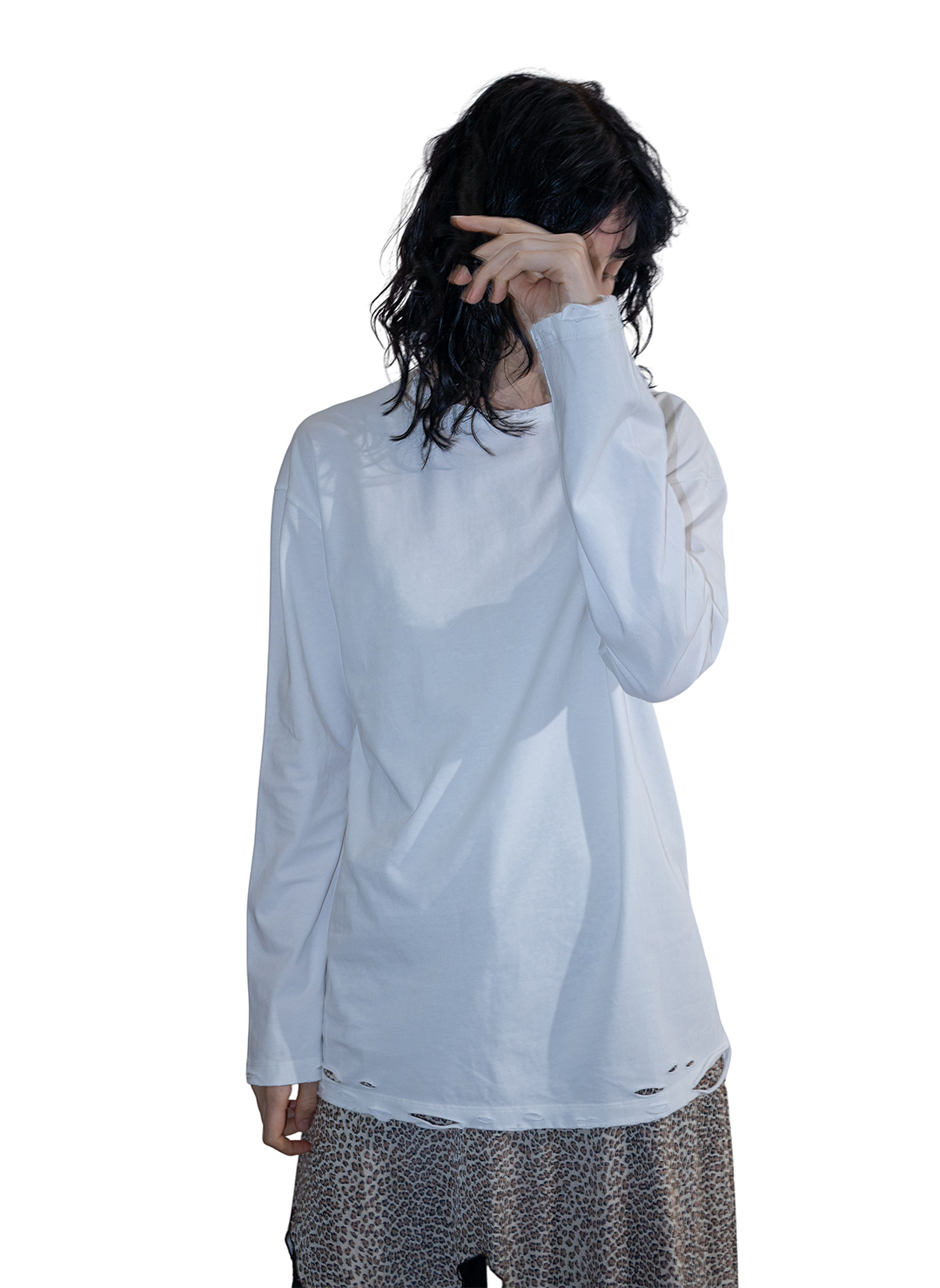 DISTRESS Regular Long Sleeve T-Shirt 詳細画像 White 4