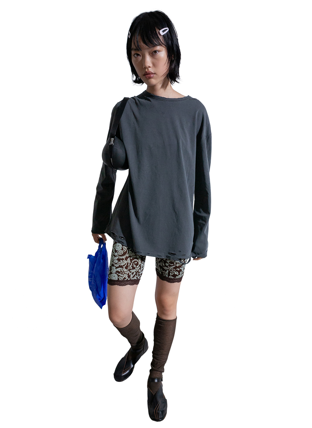 DISTRESS Regular Long Sleeve T-Shirt 詳細画像 Black 3