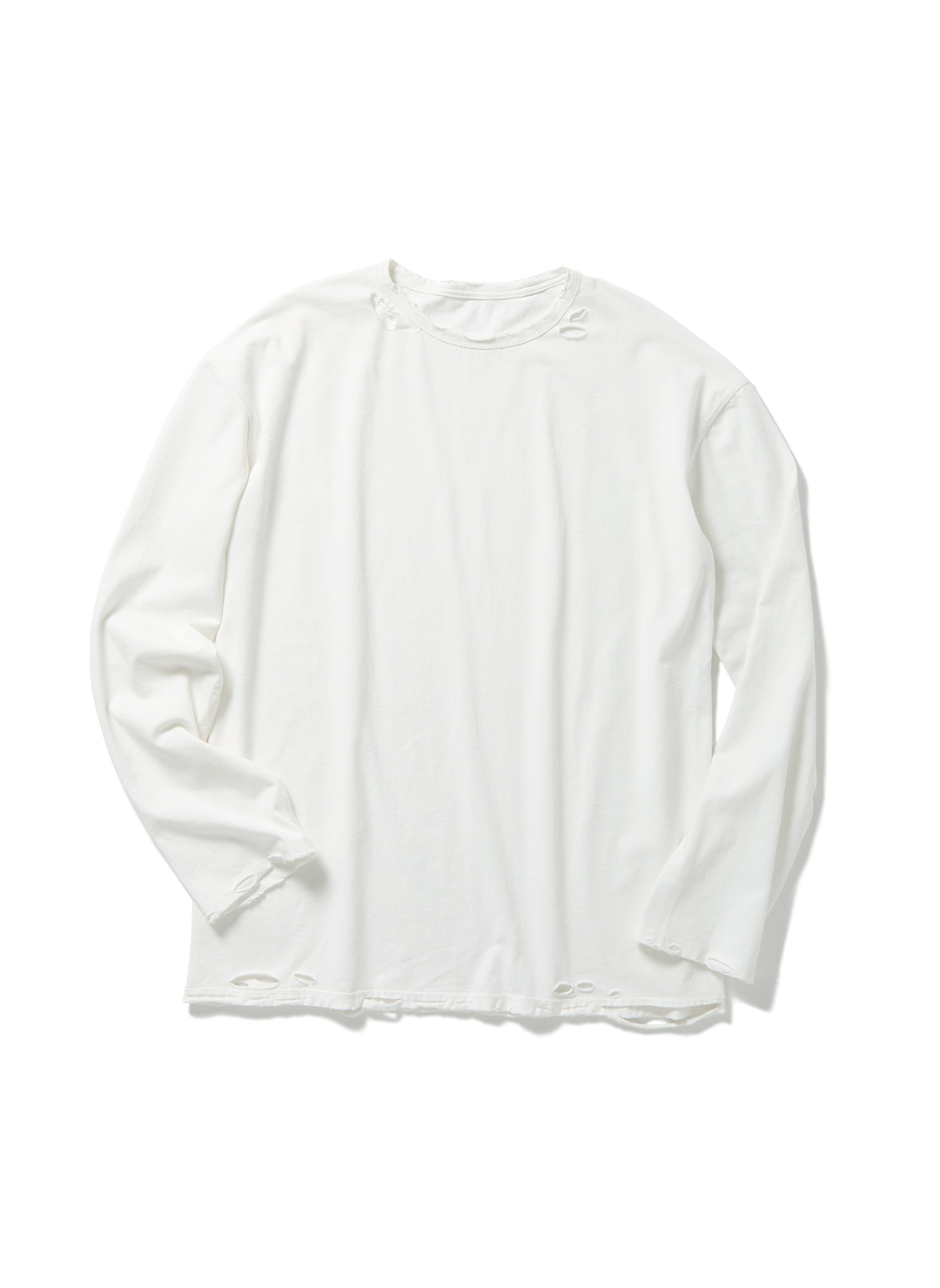 DISTRESS Regular Long Sleeve T-Shirt 詳細画像 White 1