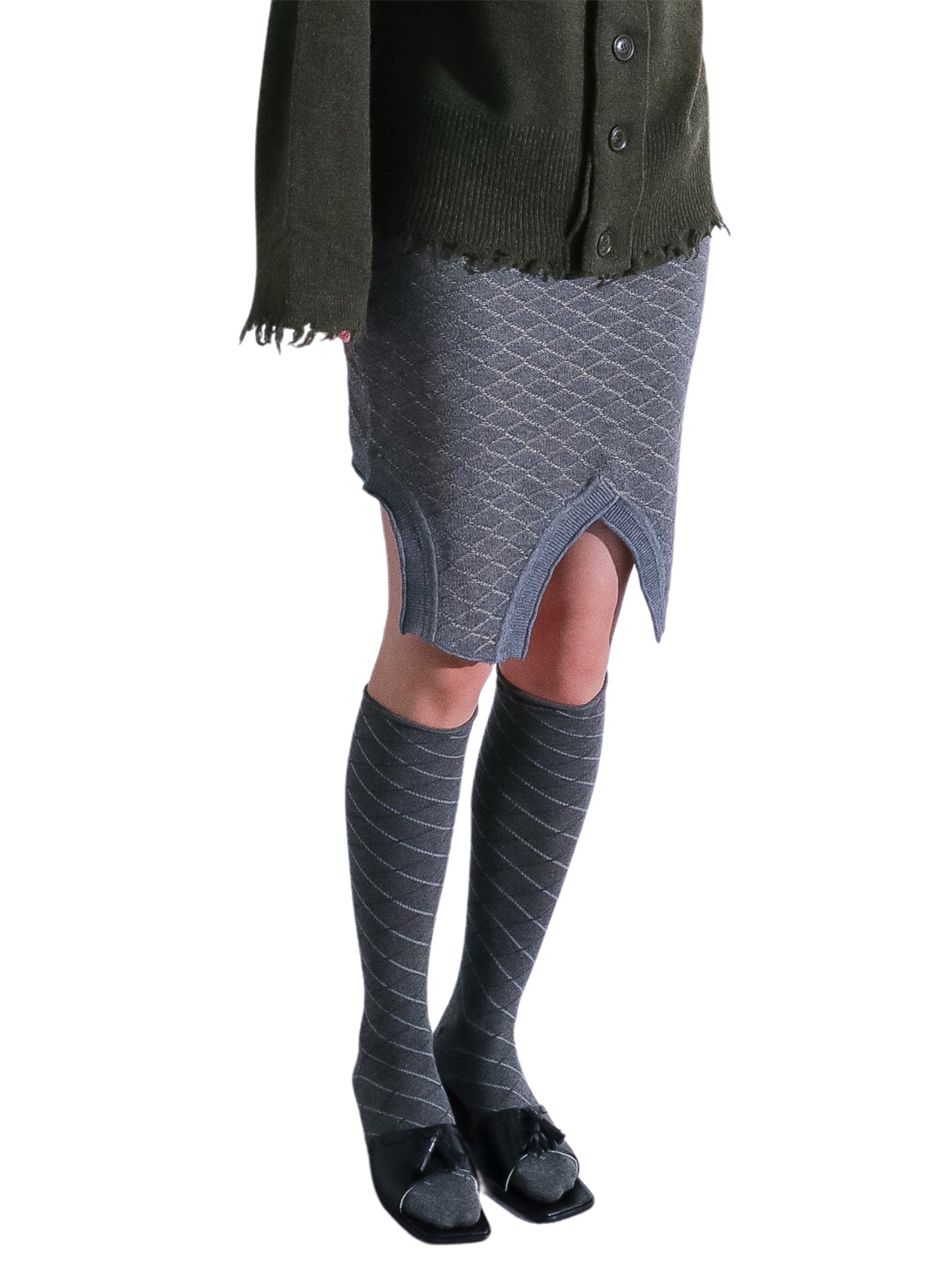 Stitch-check Knit Vest Skirt
