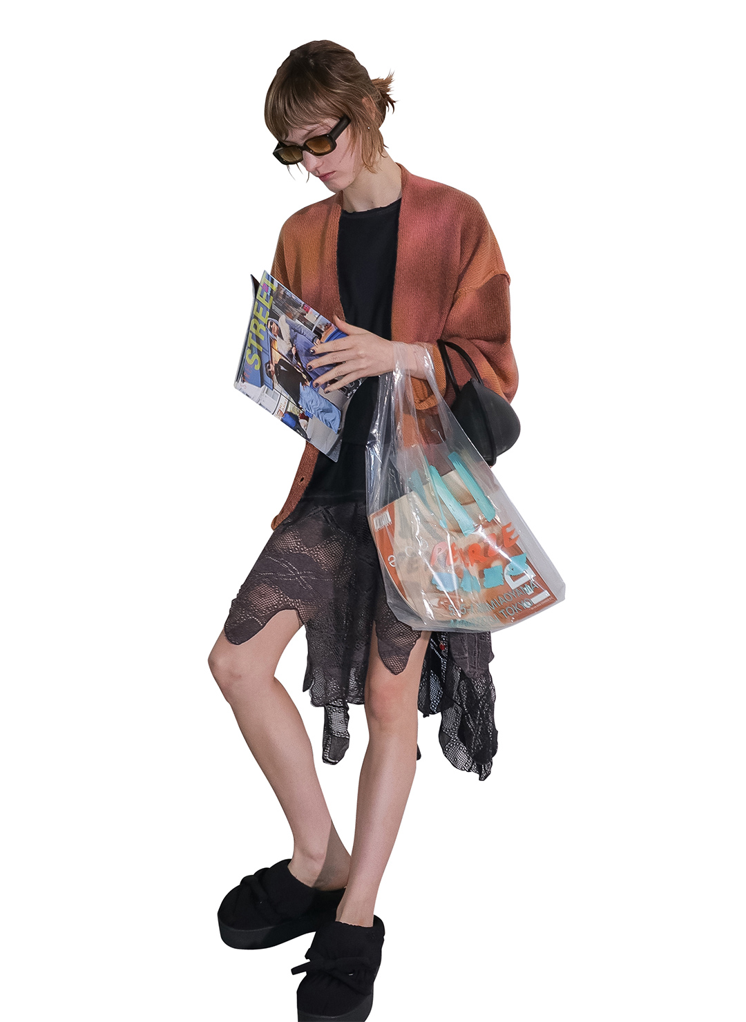 Knit Lace Jagged-hem Skirt 詳細画像 Brown 3