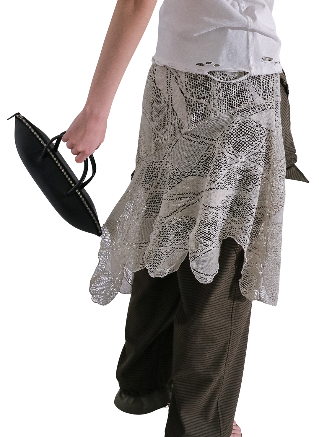 Knit Lace Jagged-hem Skirt