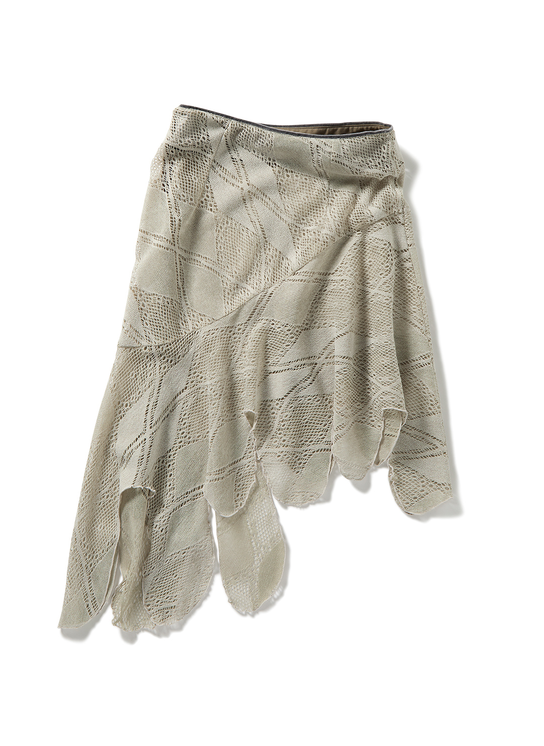 Knit Lace Jagged-hem Skirt 詳細画像 Beige 2
