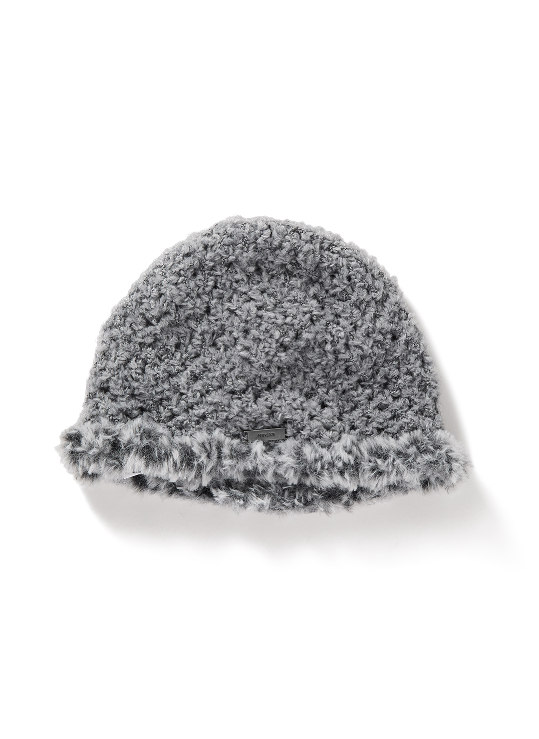Fluffy-trim Mesh Knit Cap 詳細画像 Gray 1