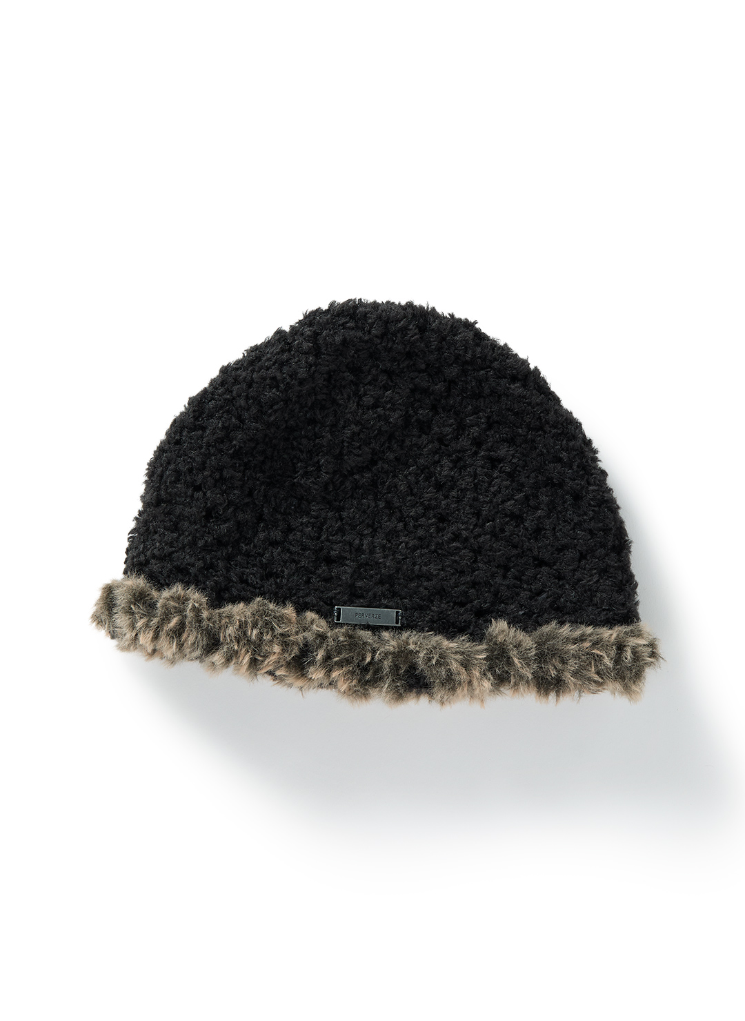 Fluffy-trim Mesh Knit Cap 詳細画像 Black 1