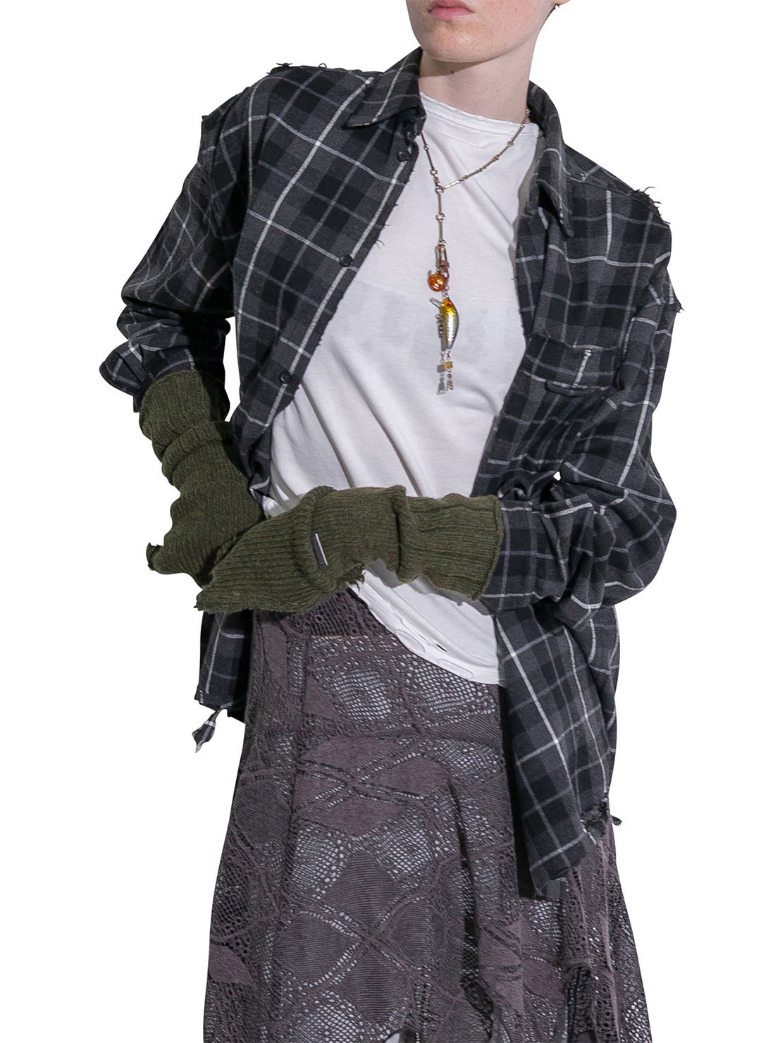 Lambs-wool Layered Gloves 詳細画像 Khaki 1