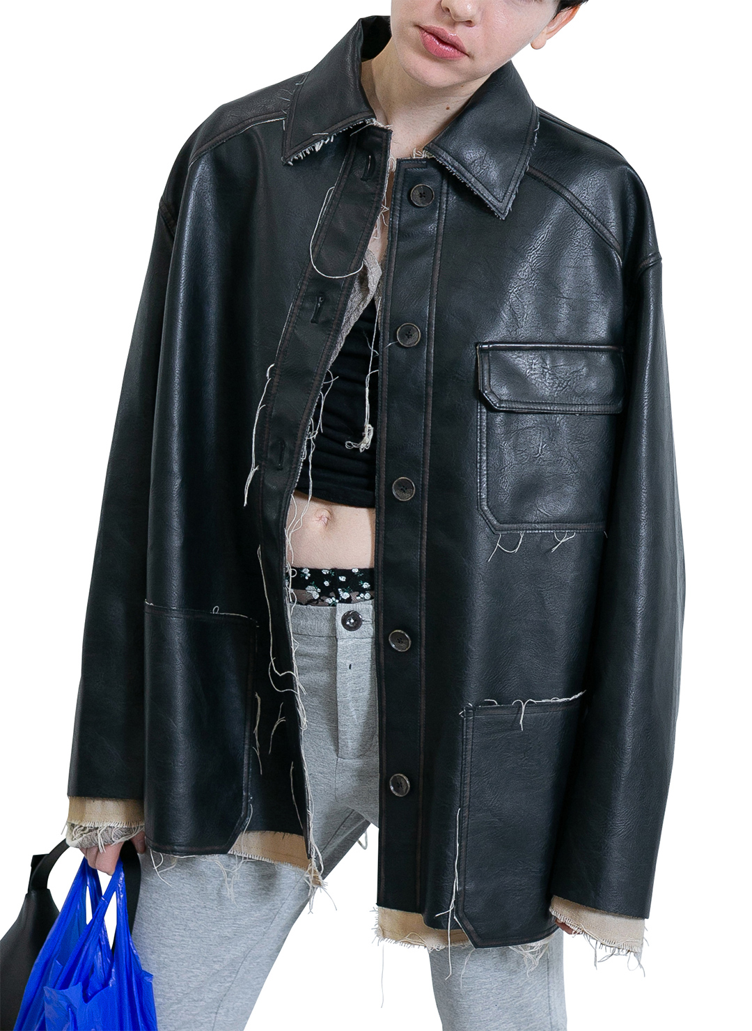 Washed Leather Jacket 詳細画像 Black 1