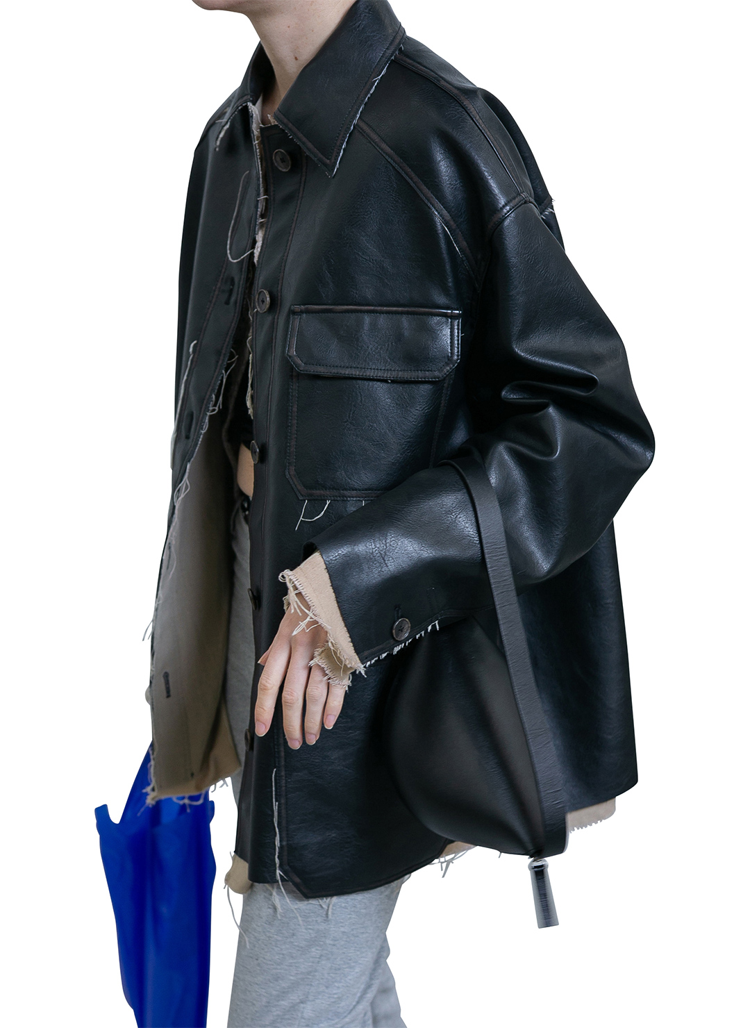 Washed Leather Jacket 詳細画像 Black 2